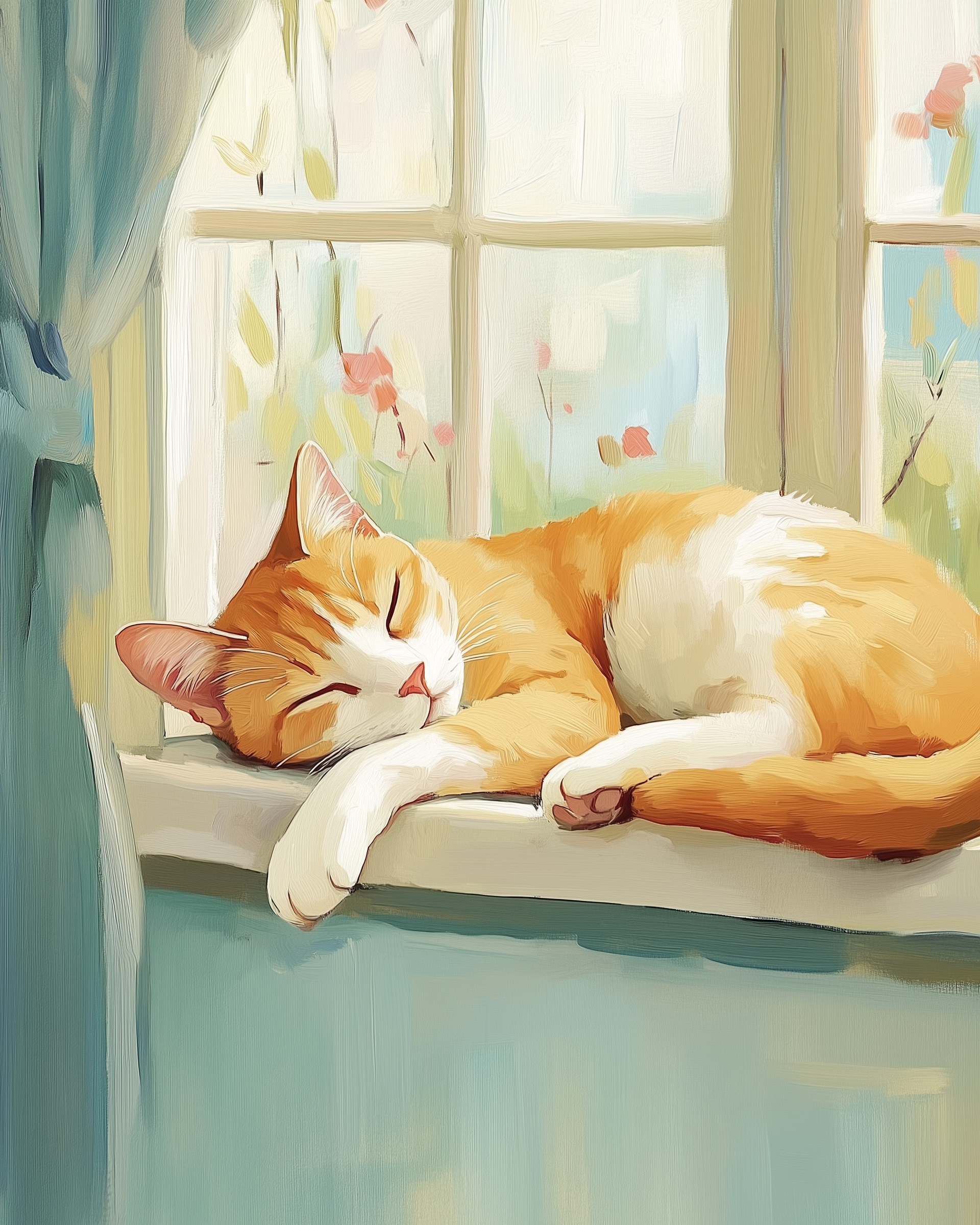 Window Slumber - Cat Wall Art for Living Room, Bedroom or Office