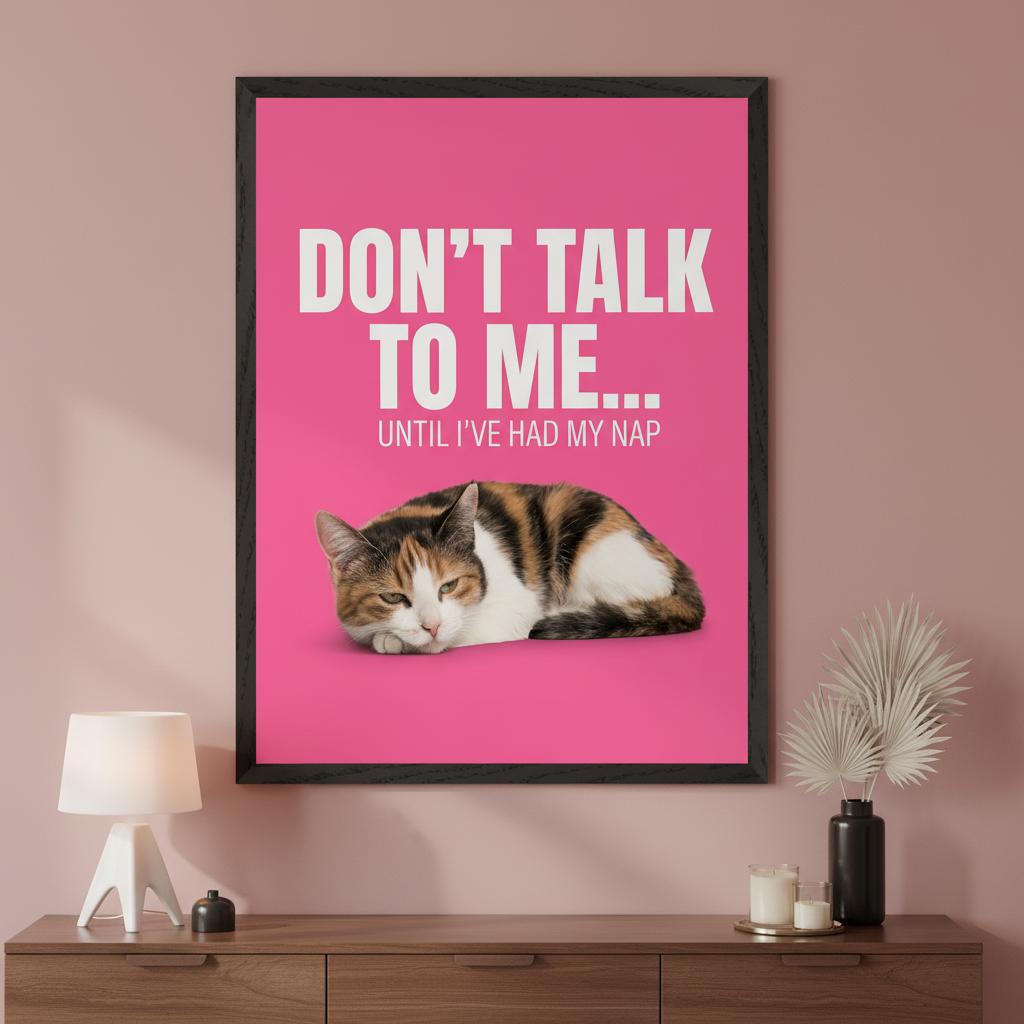 Dream State - Cat Framed Wall Art for Living Room, Bedroom or Office