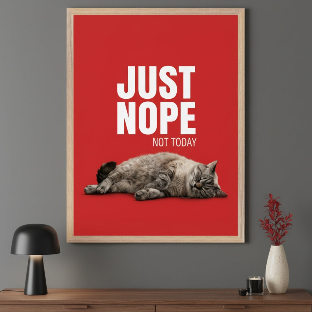 Gentle Decline - Cat Framed Wall Art for Living Room, Bedroom or Office