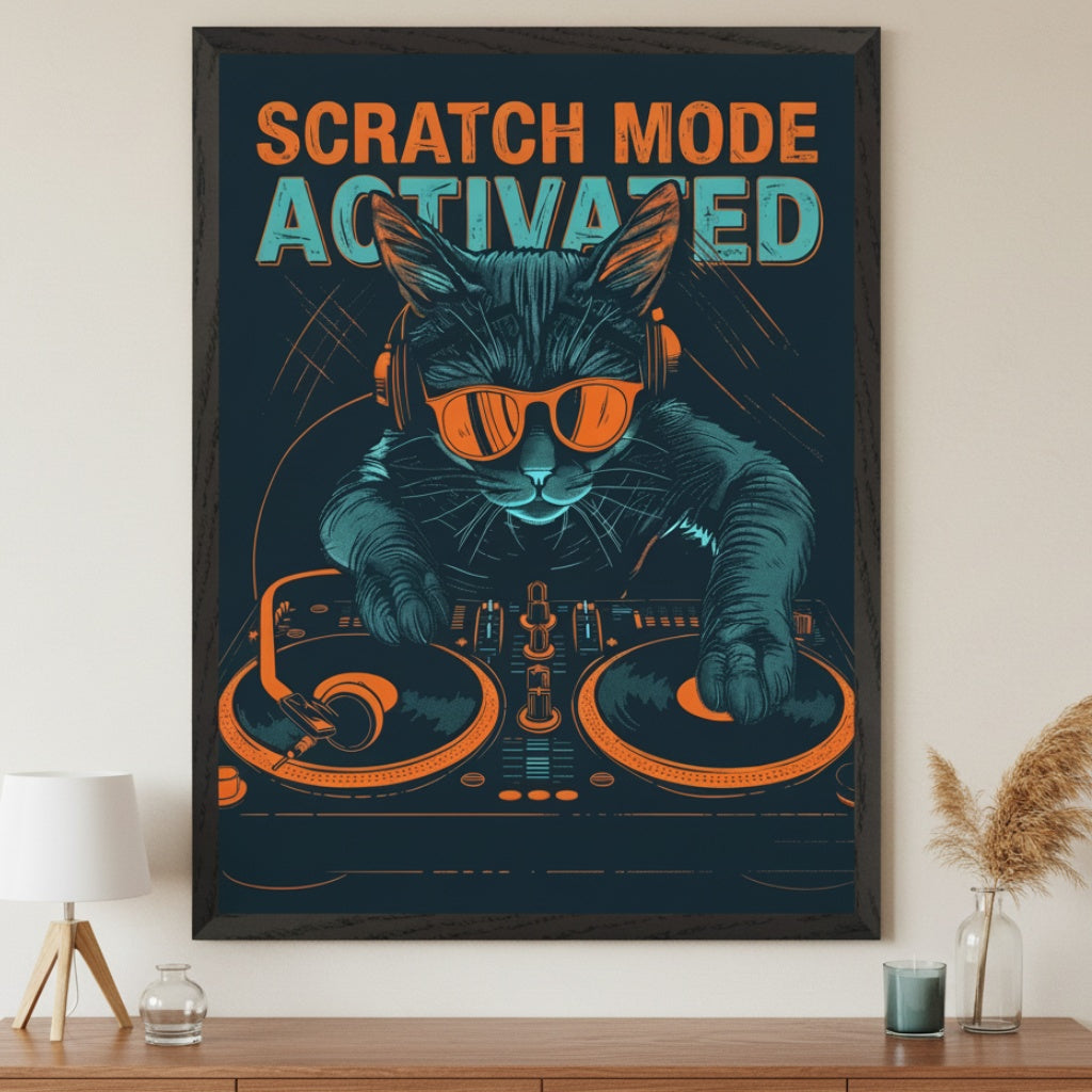 Sonic Aura - Cat Framed Wall Art for Living Room, Bedroom or Office