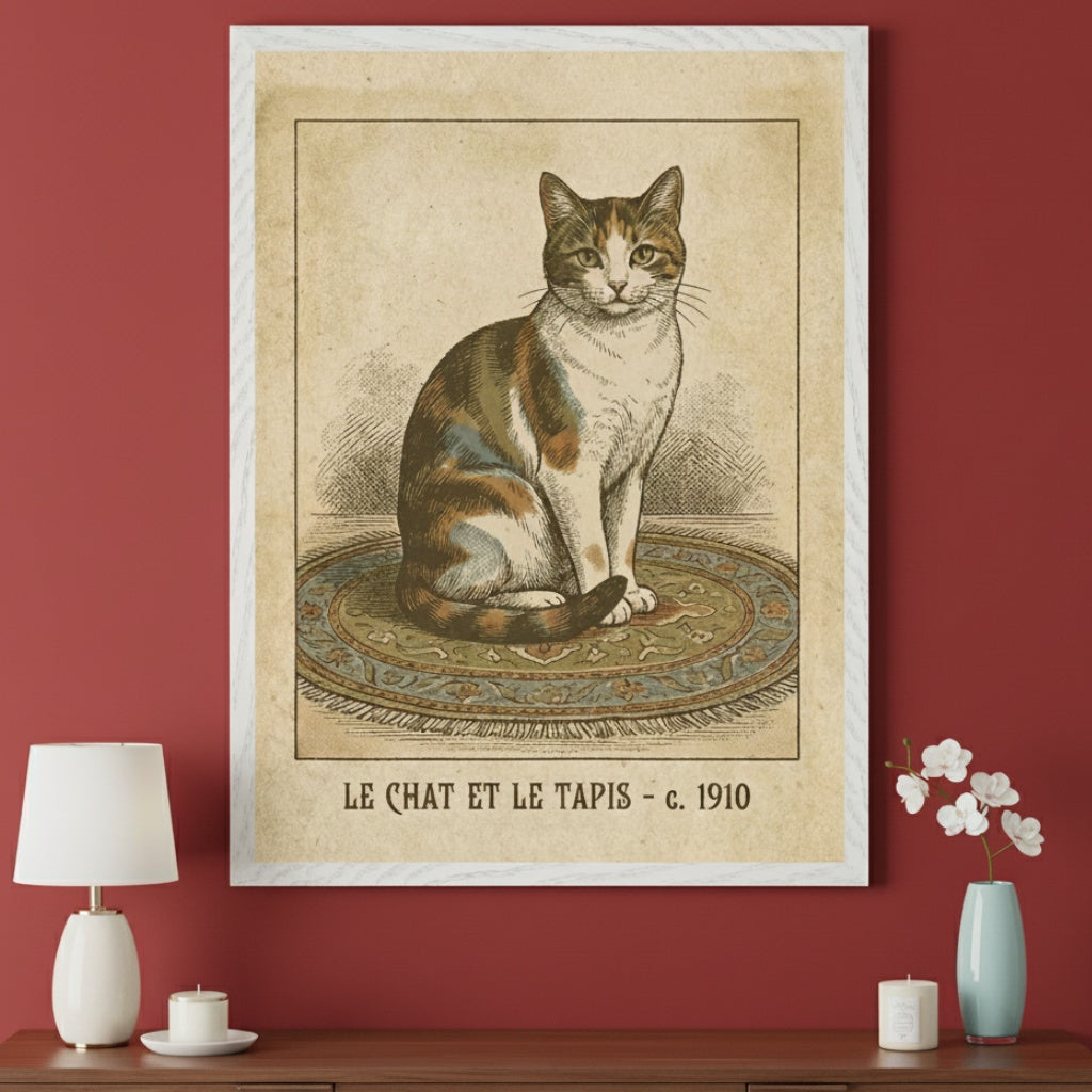 Vintage Cat Charm - Cat Framed Wall Art for Living Room, Bedroom or Office