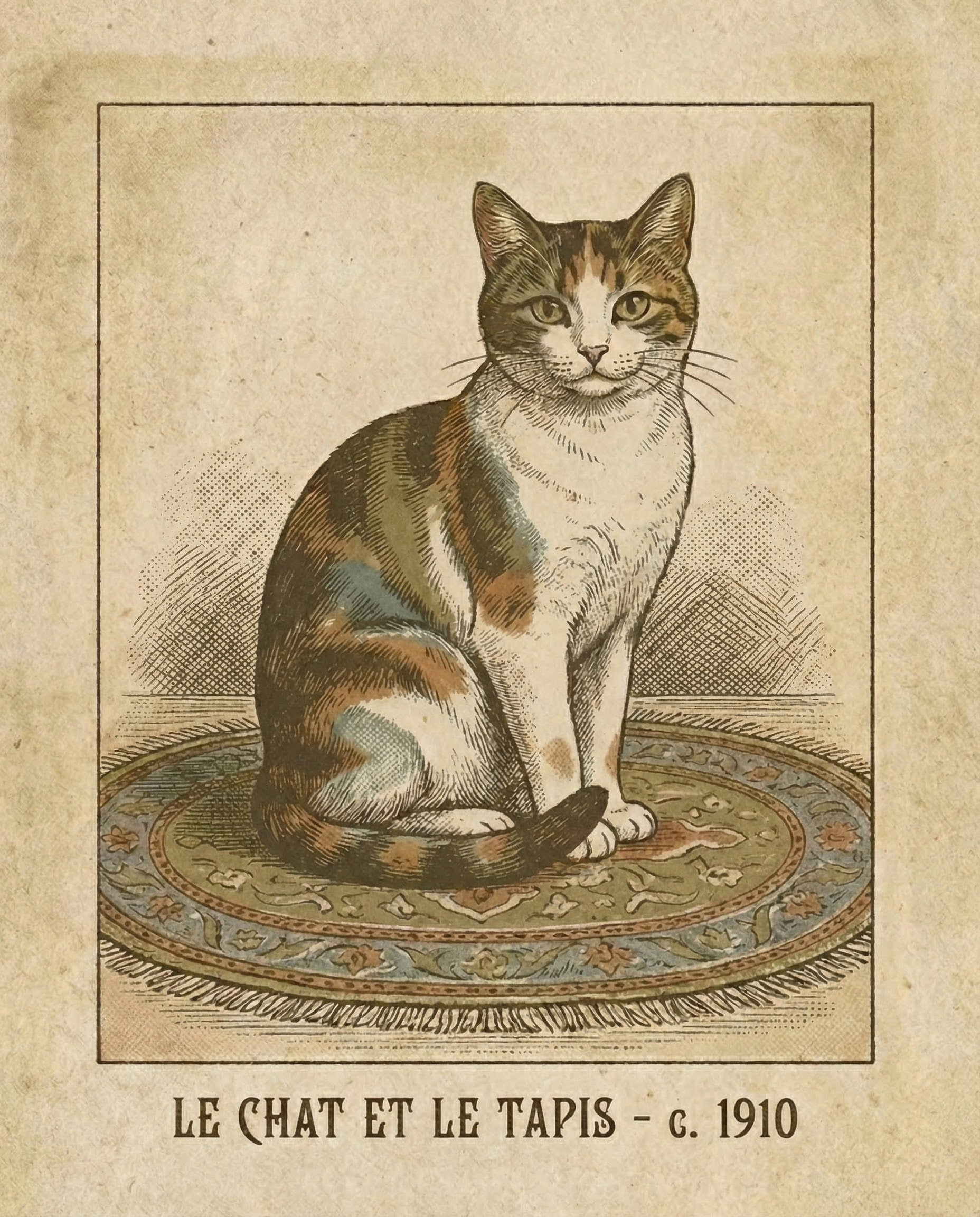 Vintage Cat Charm - Cat Framed Wall Art for Living Room, Bedroom or Office