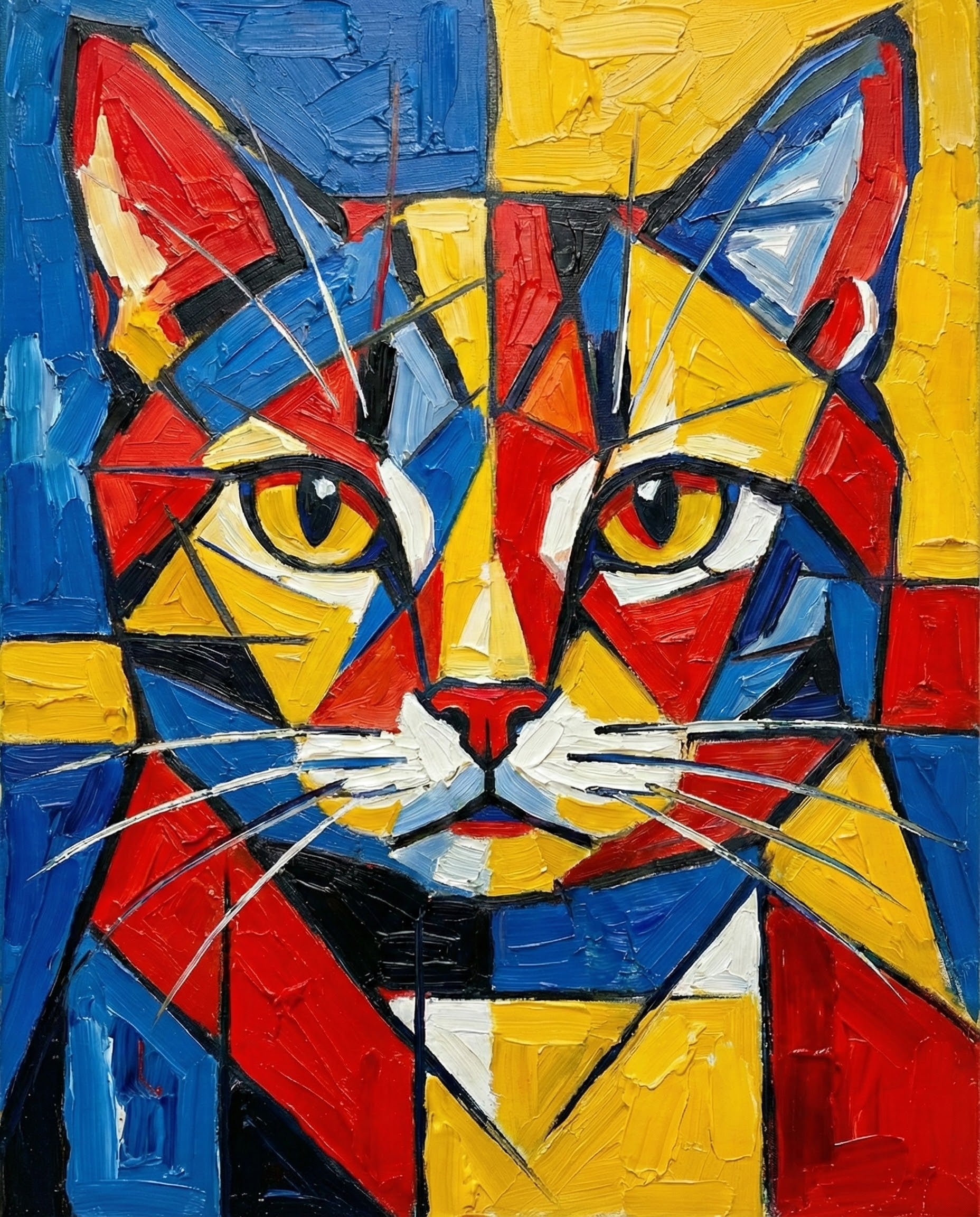 Geometric Purr - Cat Framed Wall Art for Living Room, Bedroom or Office