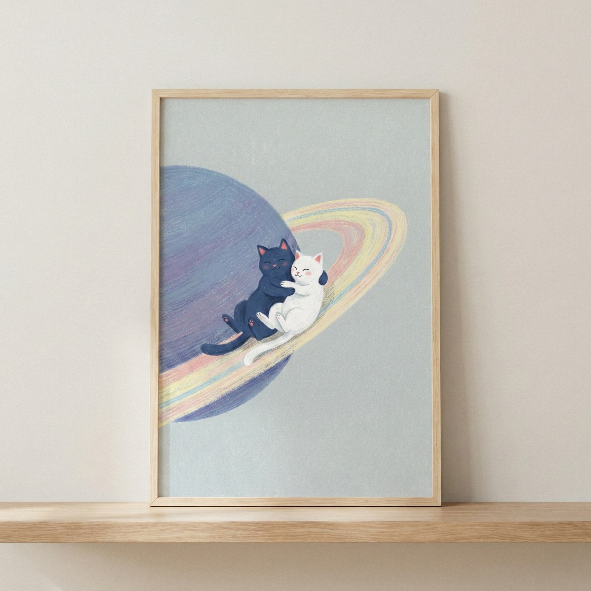 Cats Artwork - Cosmic Feline Cuddle