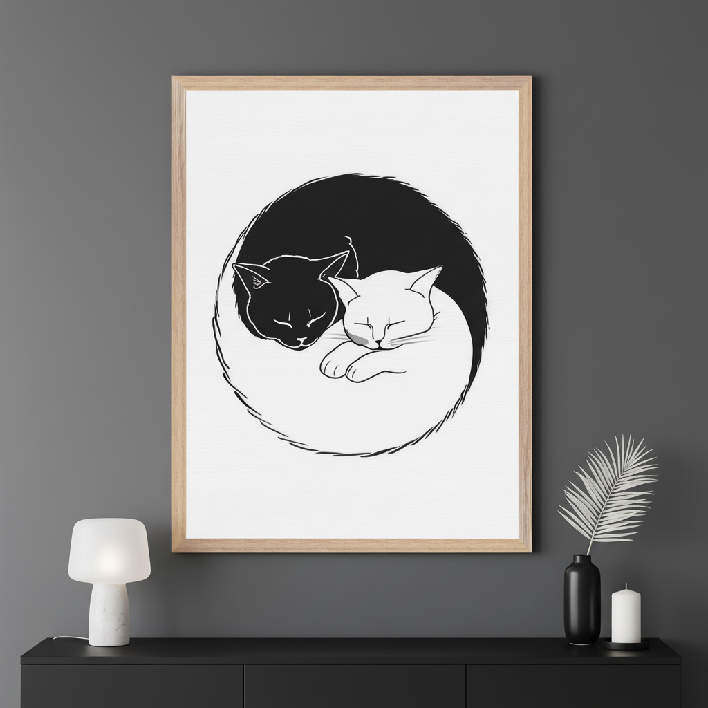 Eternal Embrace - Cats Wall Art for Living Room, Bedroom or Office