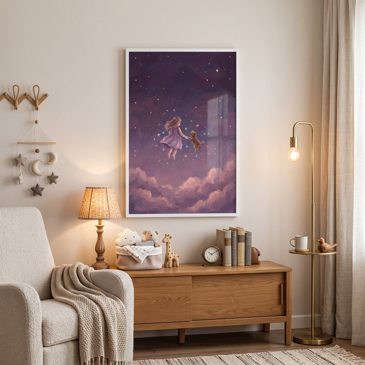 Celestial Cosmic Girl Dog Wall Art - Starlight Soulmates