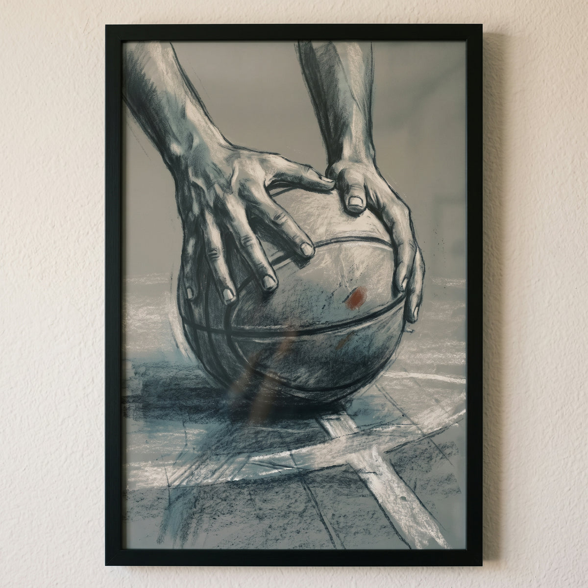 Charcoal Basketball Hands Sports Wall Art - Game Point Grip