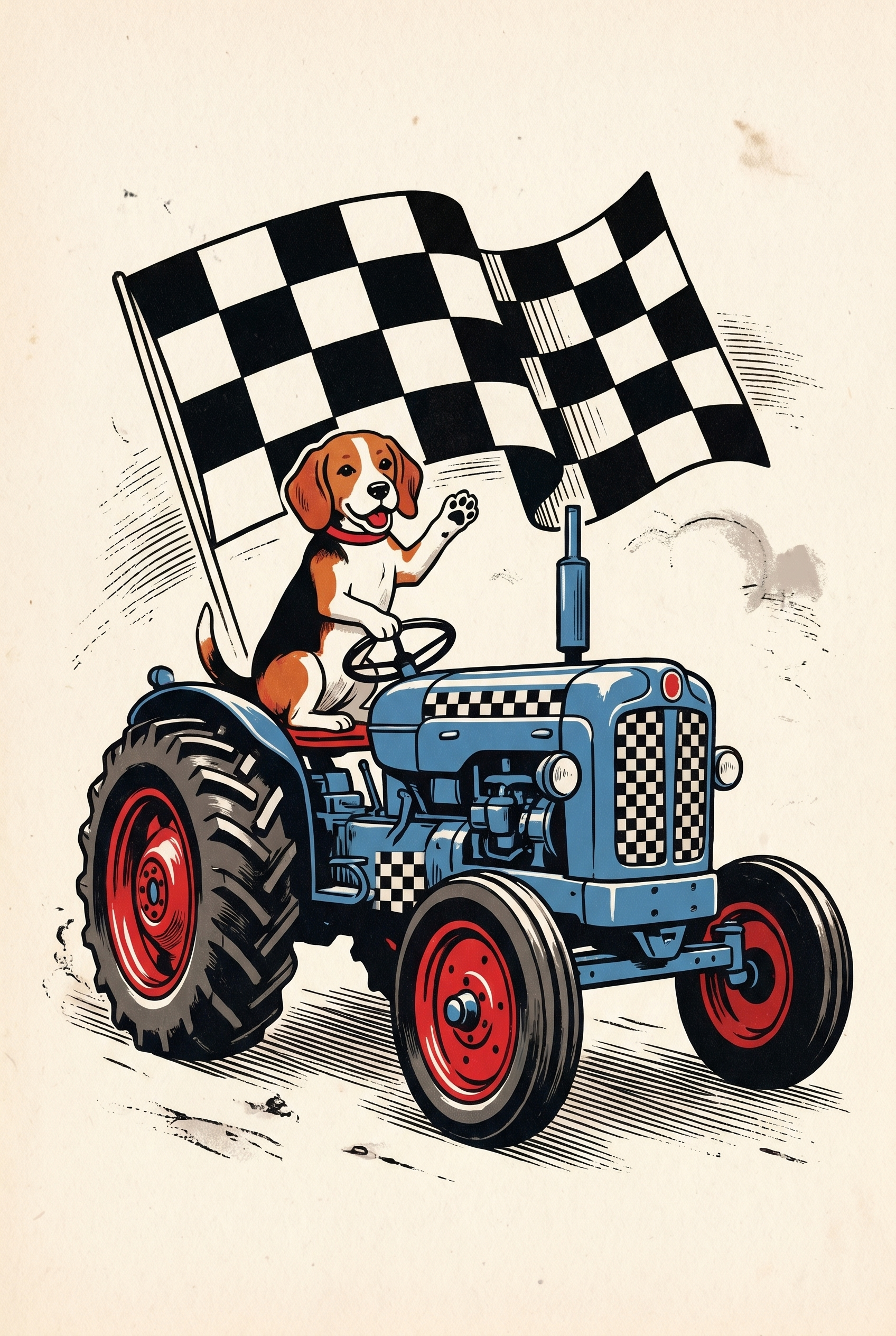 Checkered Flag Driving Beagle Wall Art - Checkered Flag Pup