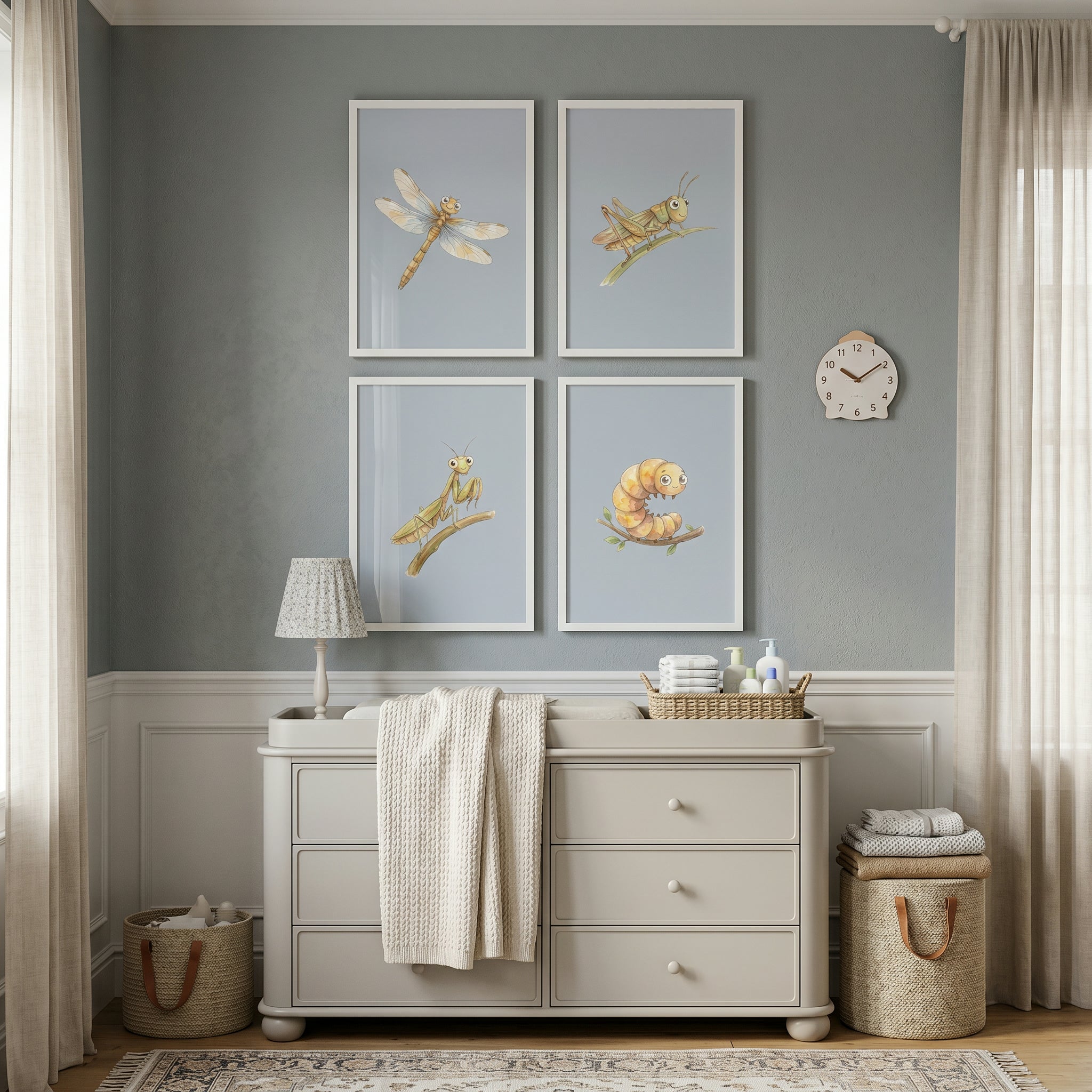 Cheerful Garden Insect Wall Art Set of 4 - Cute Garden Critters