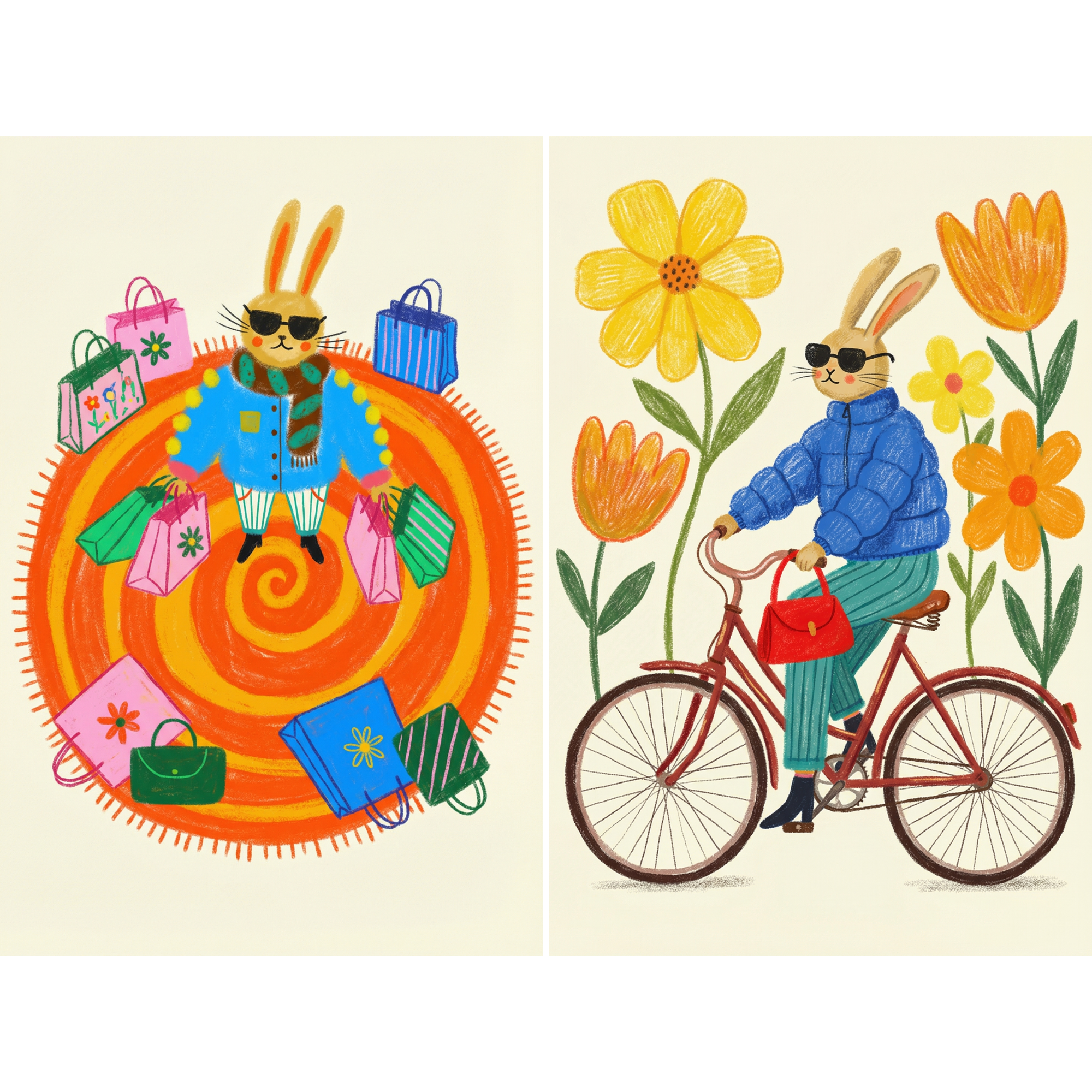 Chic Shades Wearing Rabbit Wall Art Set of 2 - Stylish Rabbit Days