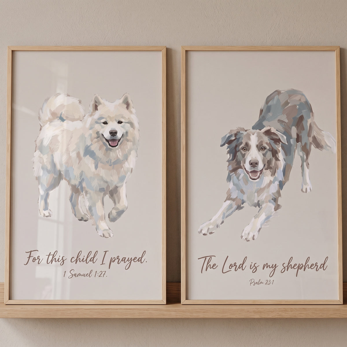 Christian Bible Verse Dogs Wall Art Set of 2 - Faithful Dog Scripture