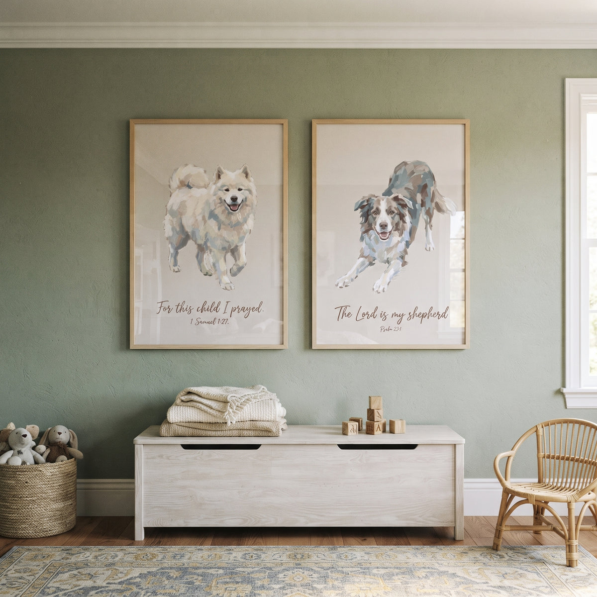 Christian Bible Verse Dogs Wall Art Set of 2 - Faithful Dog Scripture