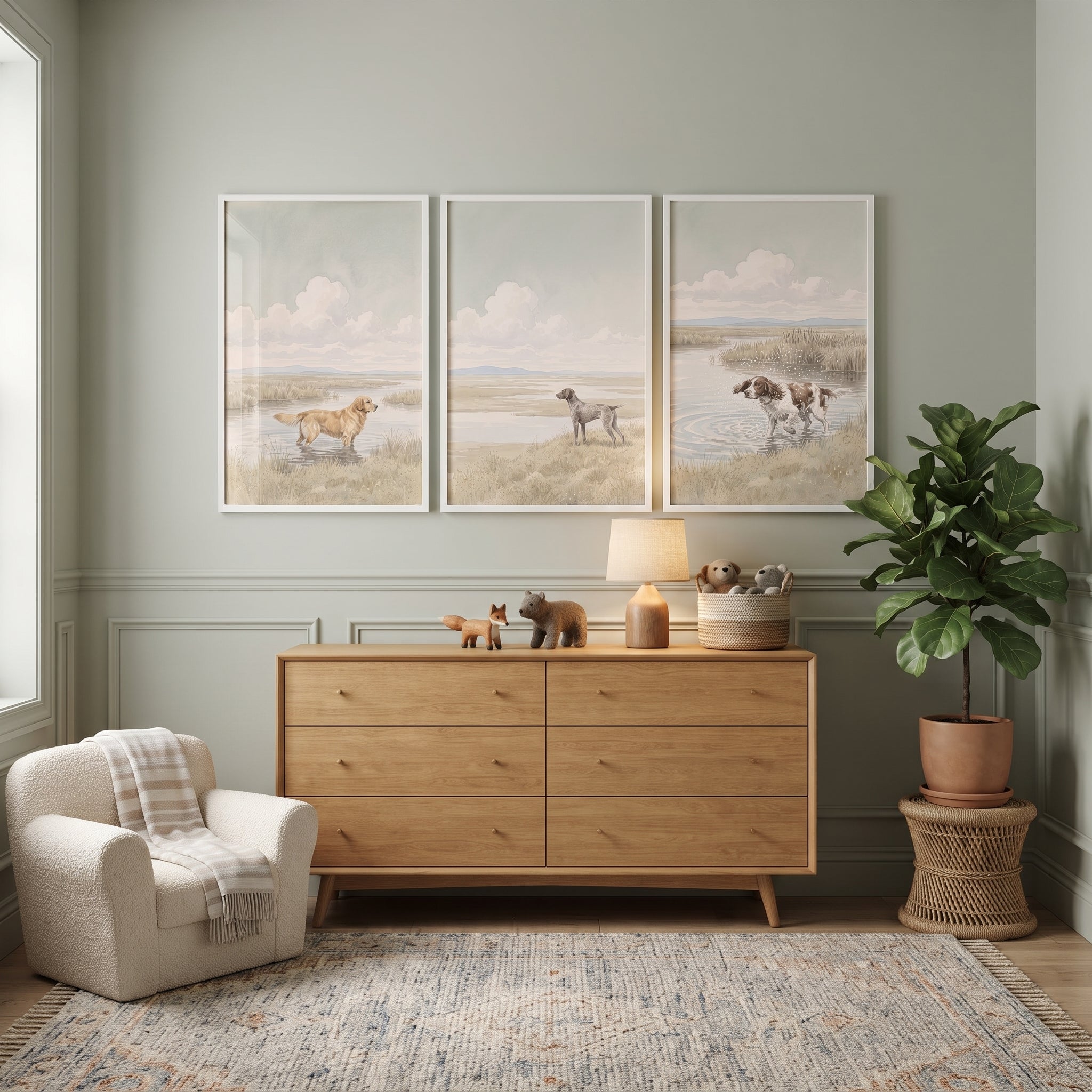 Classic Heritage Hunting Dog Wall Art Set Of 3 - Wetland Sporting Dogs