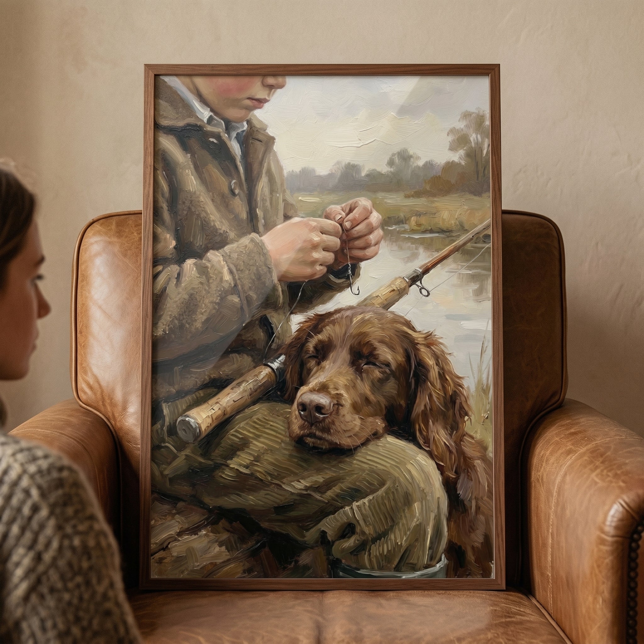 Classic Riverside Country Boy Wall Art - Faithful Fishing Friends