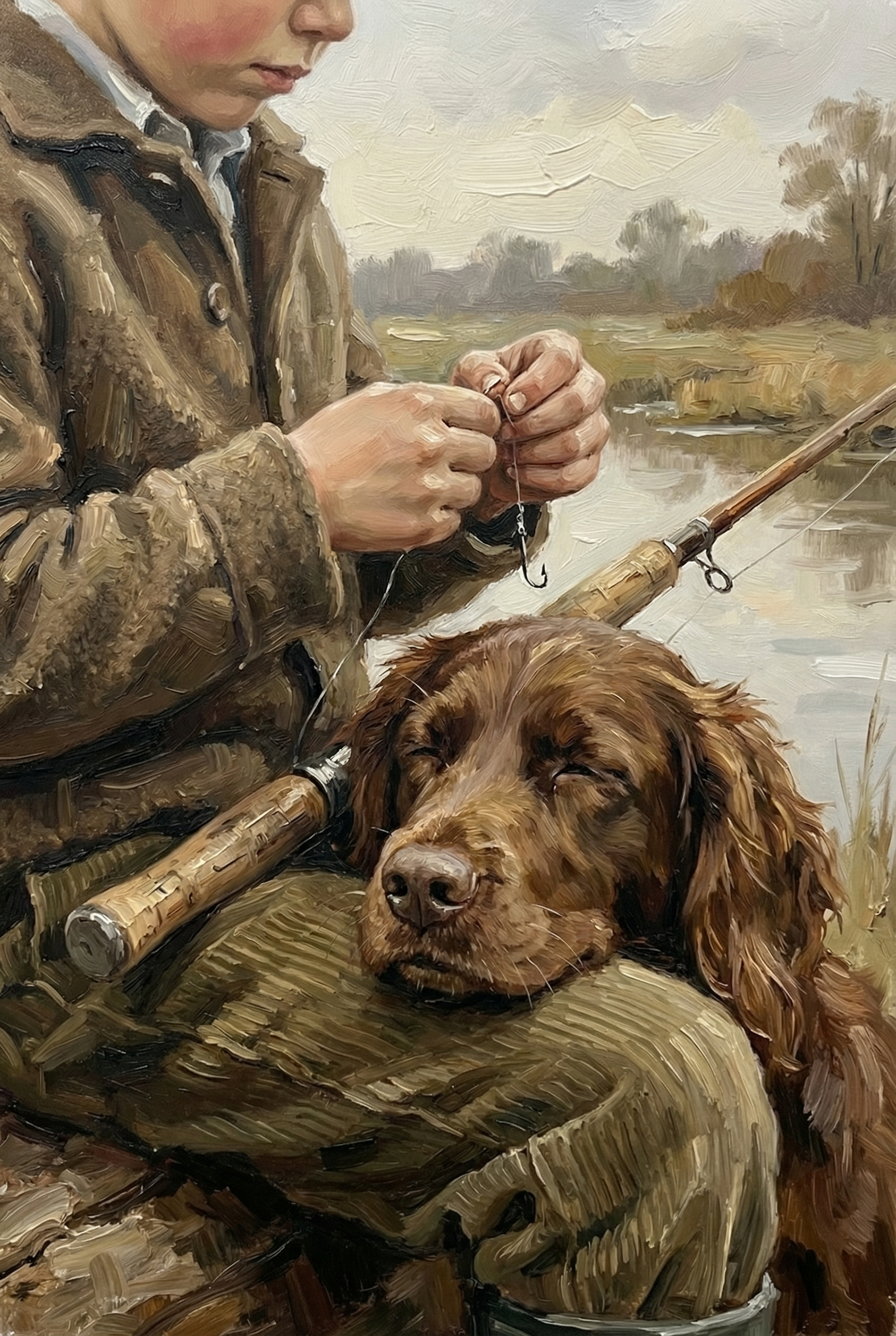 Classic Riverside Country Boy Wall Art - Faithful Fishing Friends