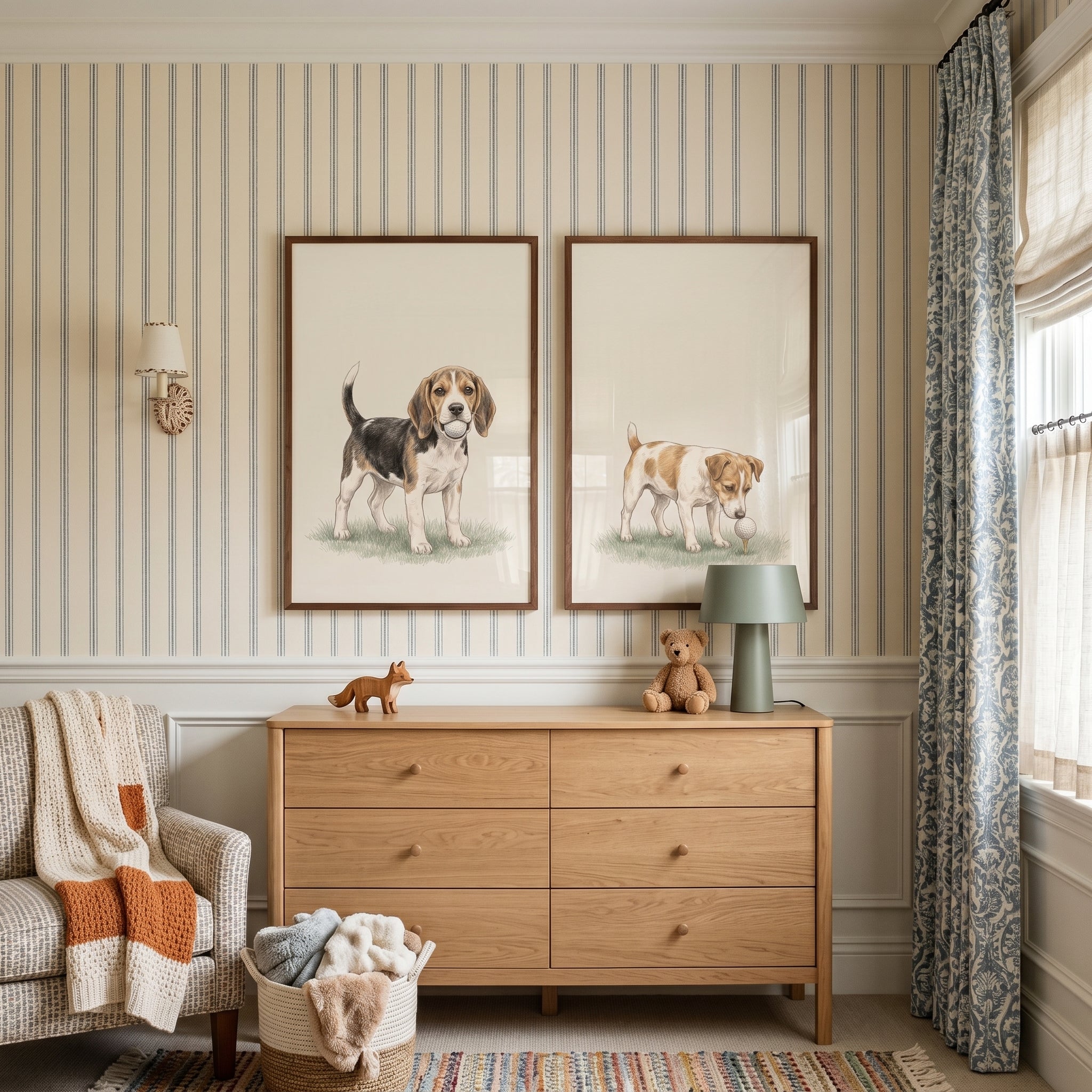 Classic Sportsman Golfing Puppies Wall Art Set of 2 - Golf Ball Pups