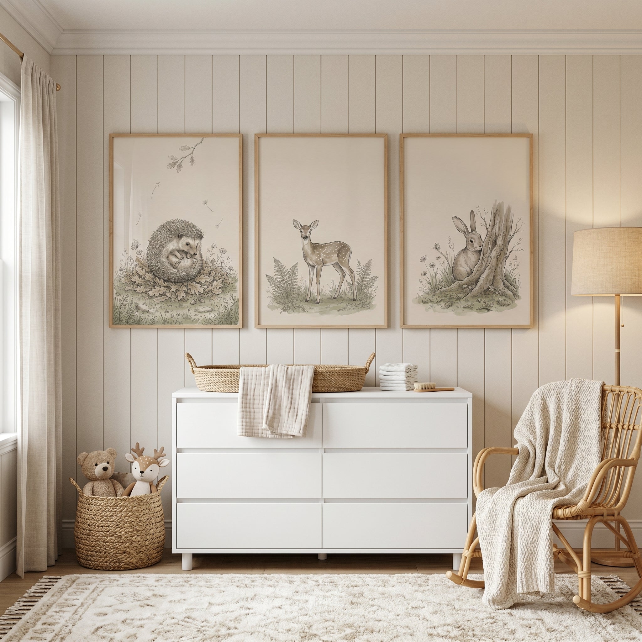 Classic Woodland Animal Wall Art Set of 3 - Woodland Friends Trio