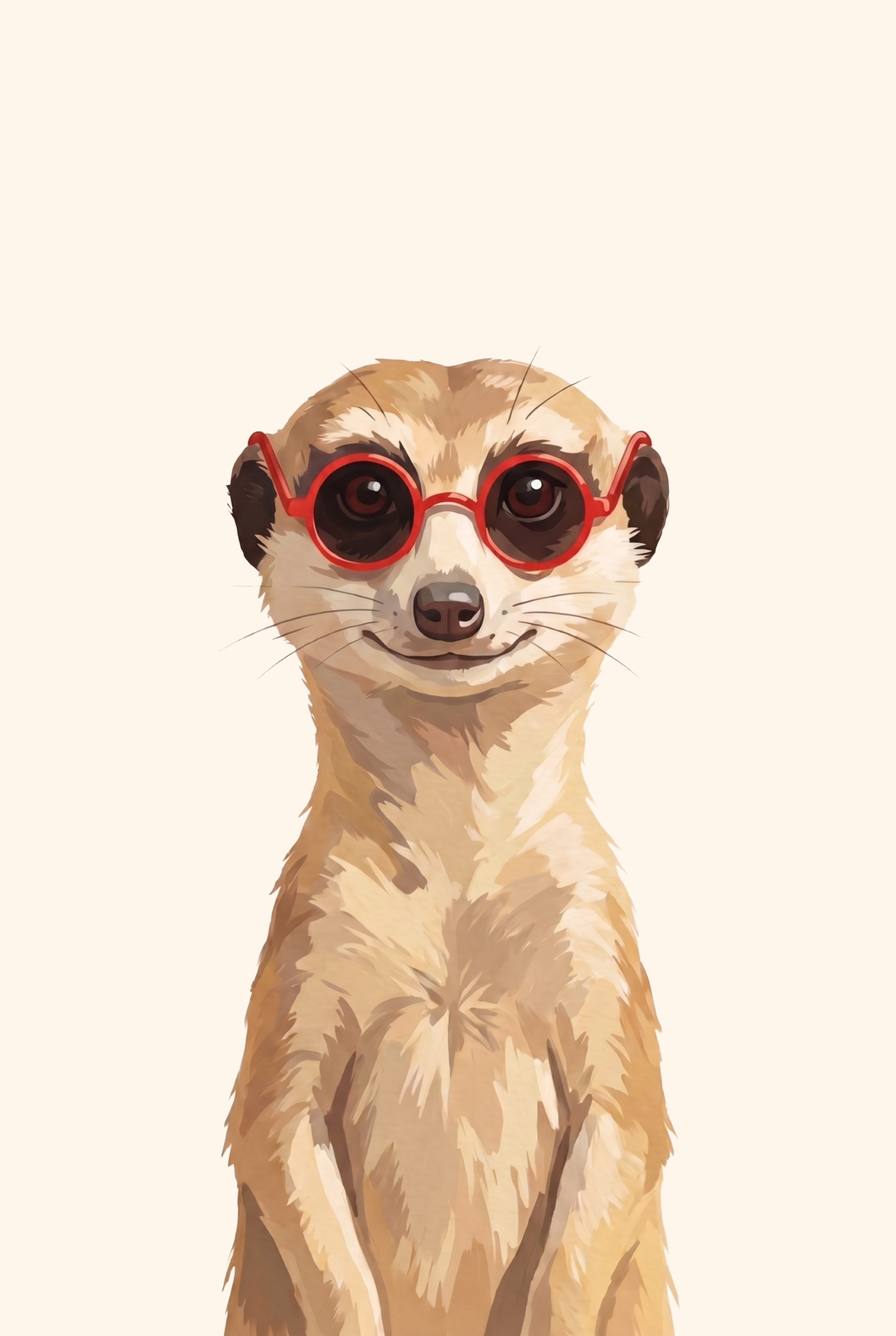 Clever Red Glasses Meerkat Artwork - Stylish Desert Scout