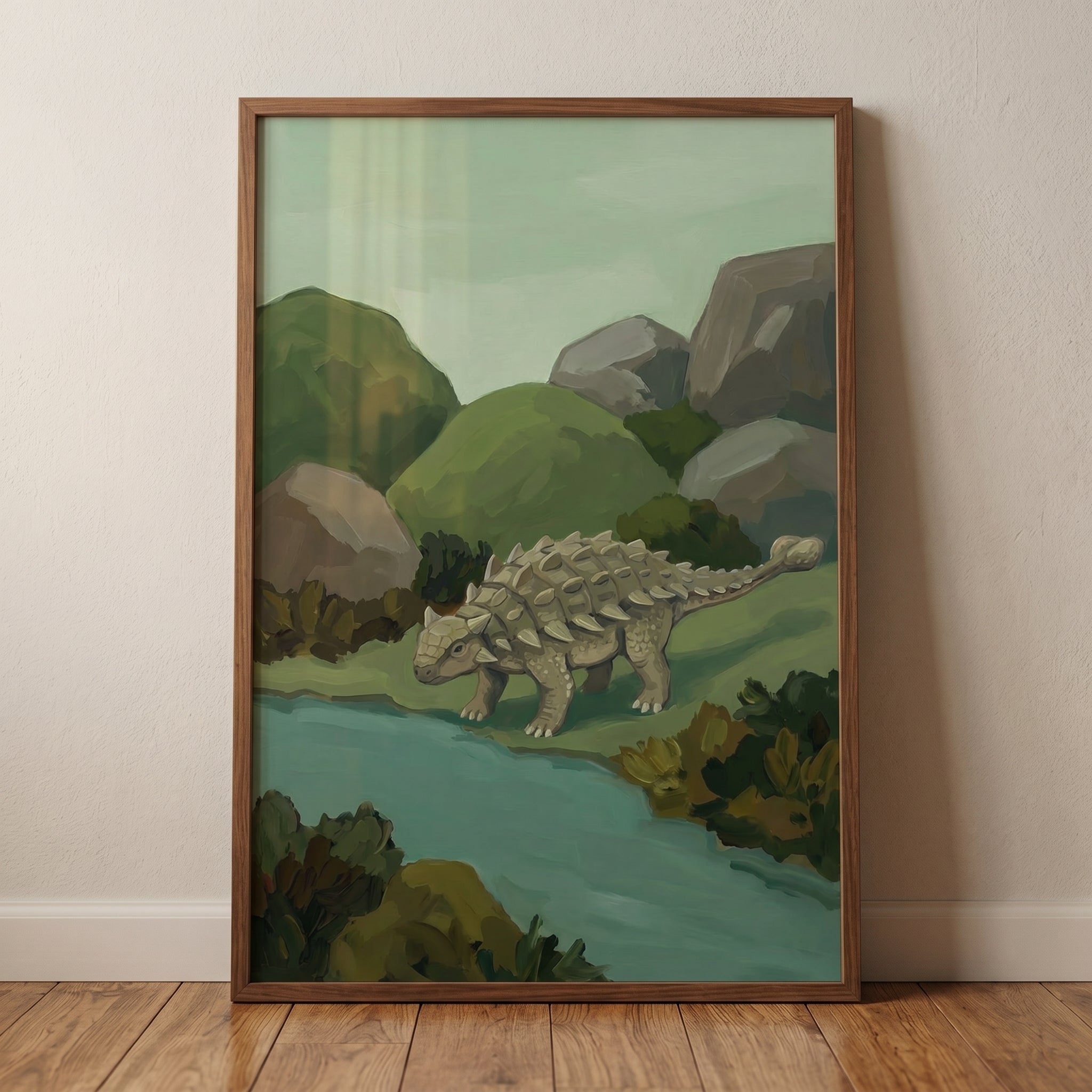Club Tail Dino Wall Art - Armored River Stroll