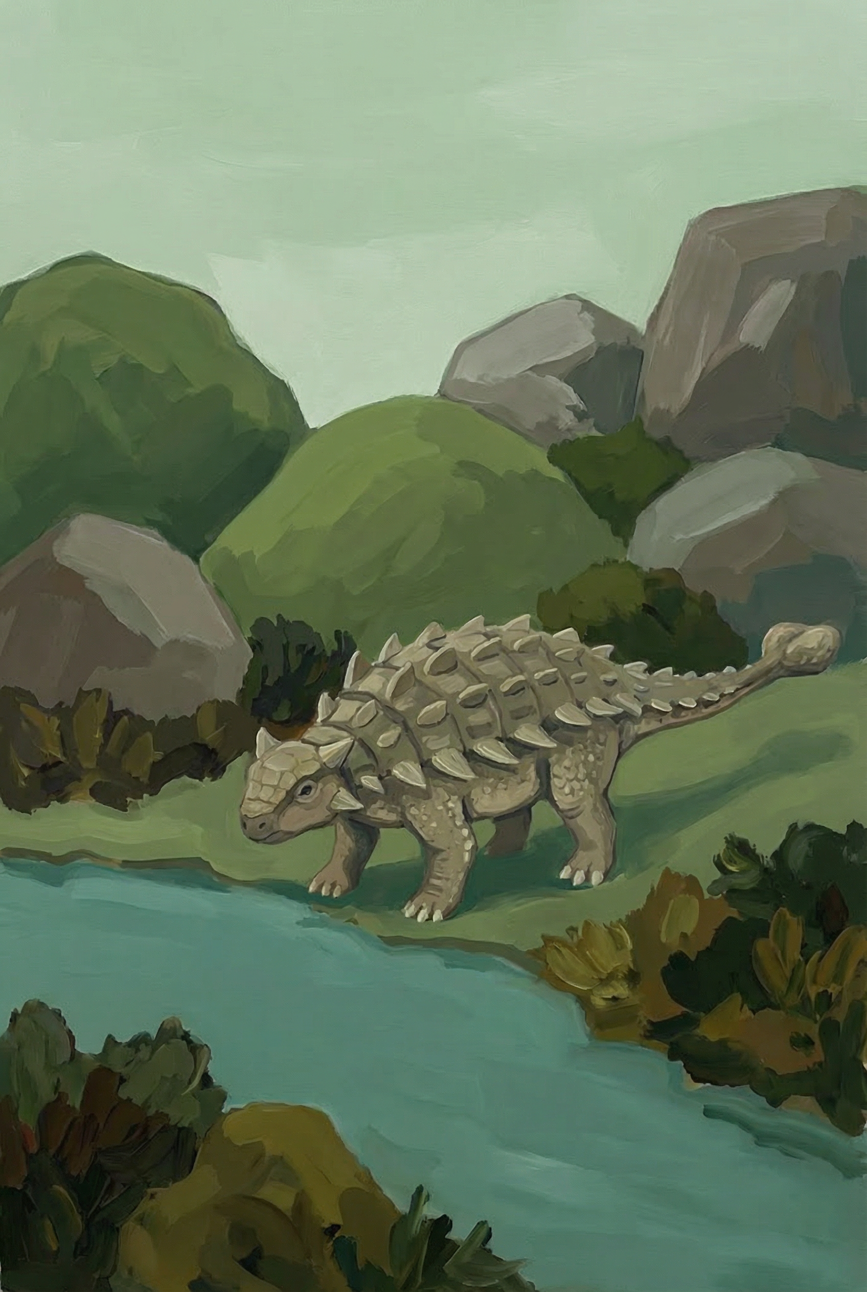 Club Tail Dino Wall Art - Armored River Stroll