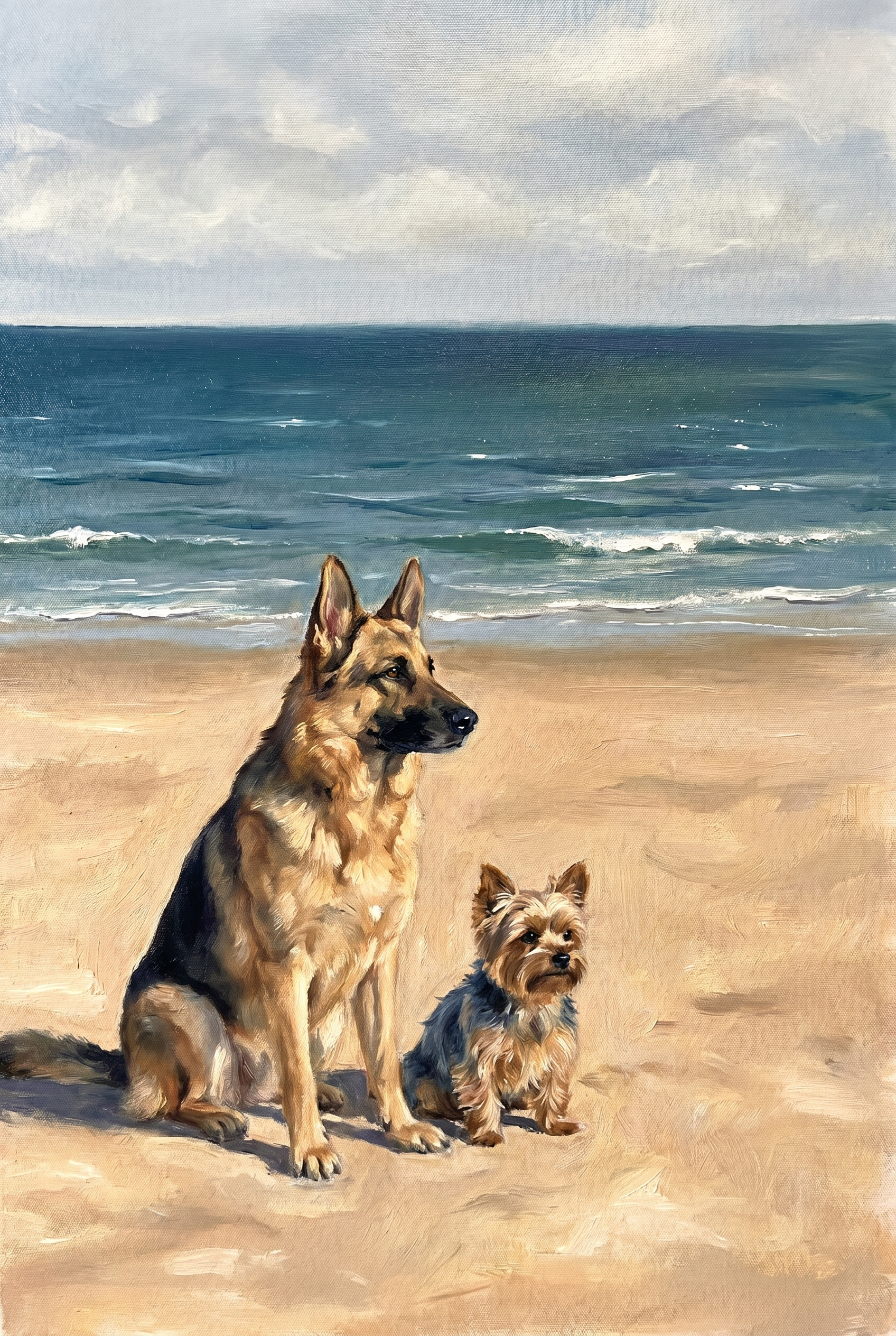 Coastal Beach German Shepherd Dog Wall Art - Seaside Canine Companions