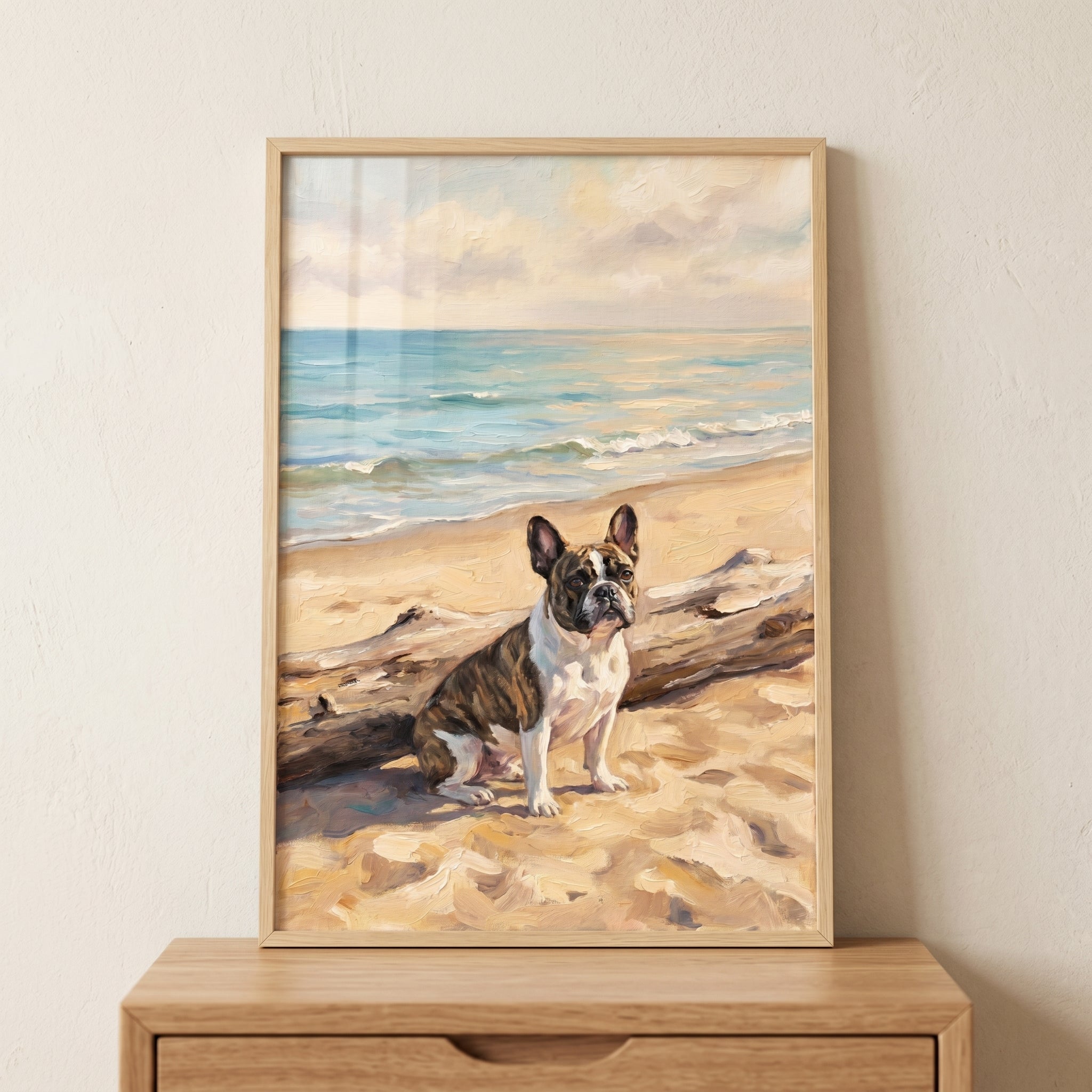 Coastal Brindle French Bulldog Wall Art - Coastal Canine Calm
