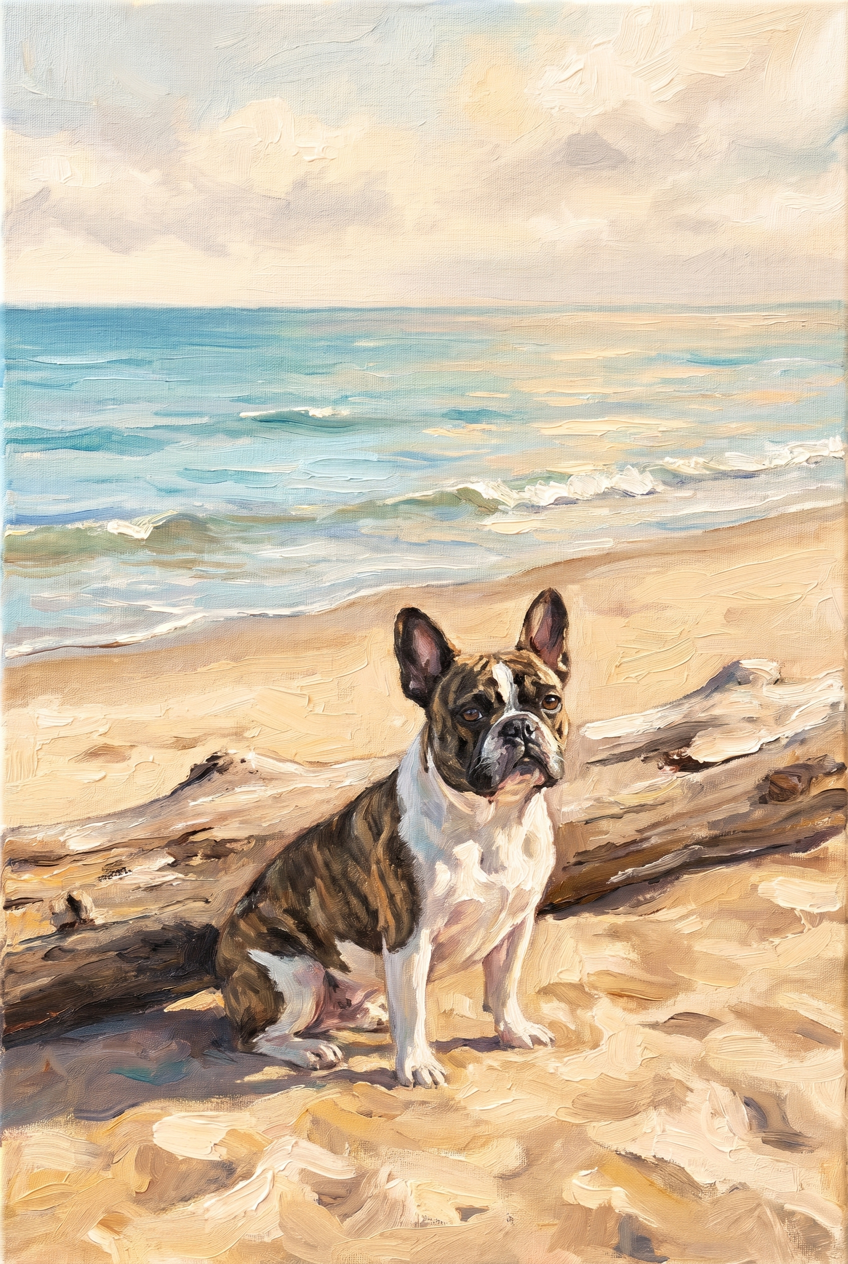 Coastal Brindle French Bulldog Wall Art - Coastal Canine Calm