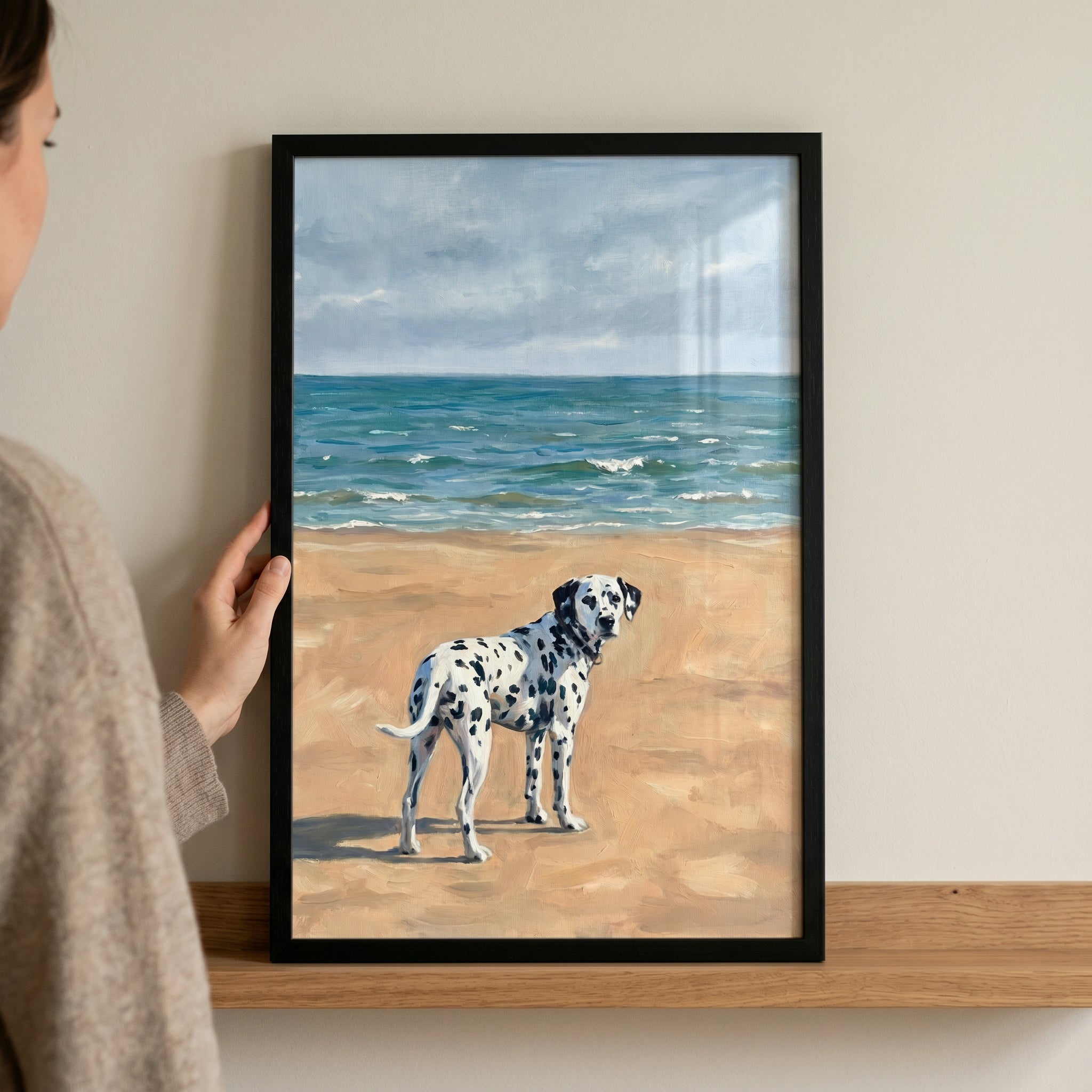 Coastal Sandy Beach Dalmatian Dog Wall Art - Seaside Spotted Scout