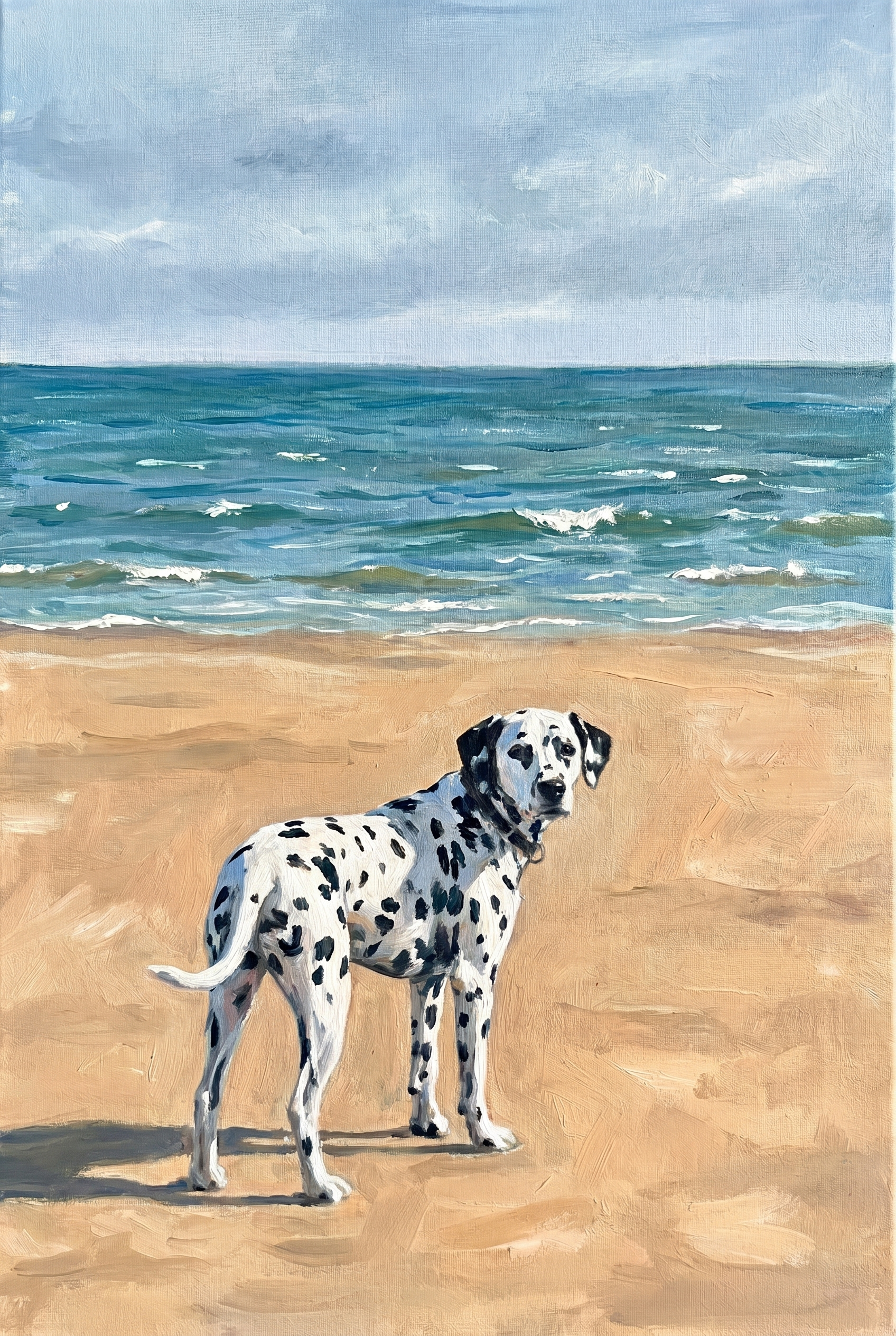 Coastal Sandy Beach Dalmatian Dog Wall Art - Seaside Spotted Scout