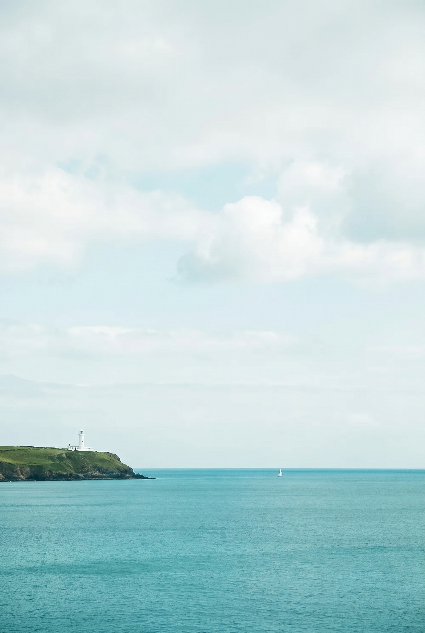 Coastal Turquoise Sea Lighthouse Wall Art - Serene Coastal View