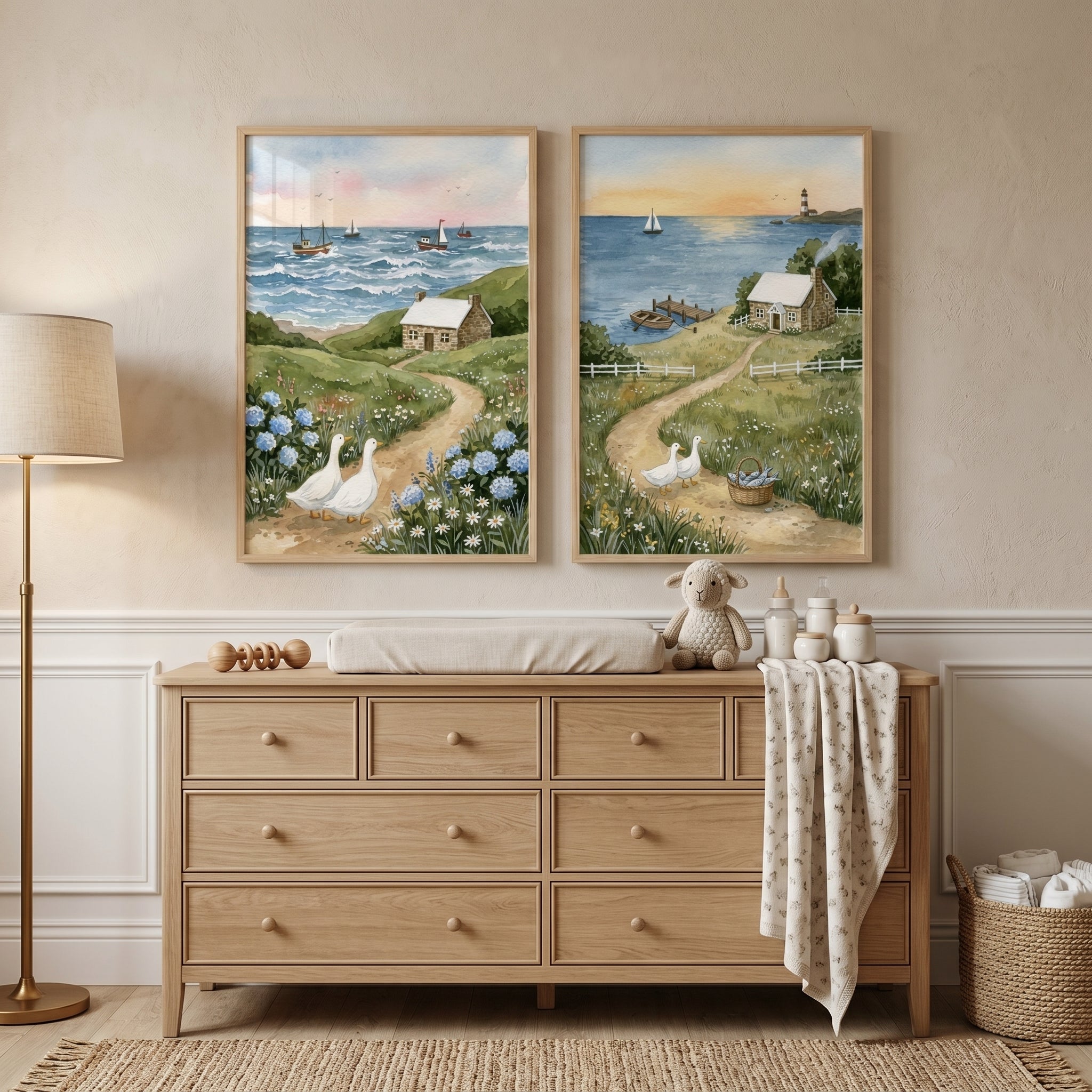 Coastal White Duck Wall Art Set of 2 - Coastal Cottage Life