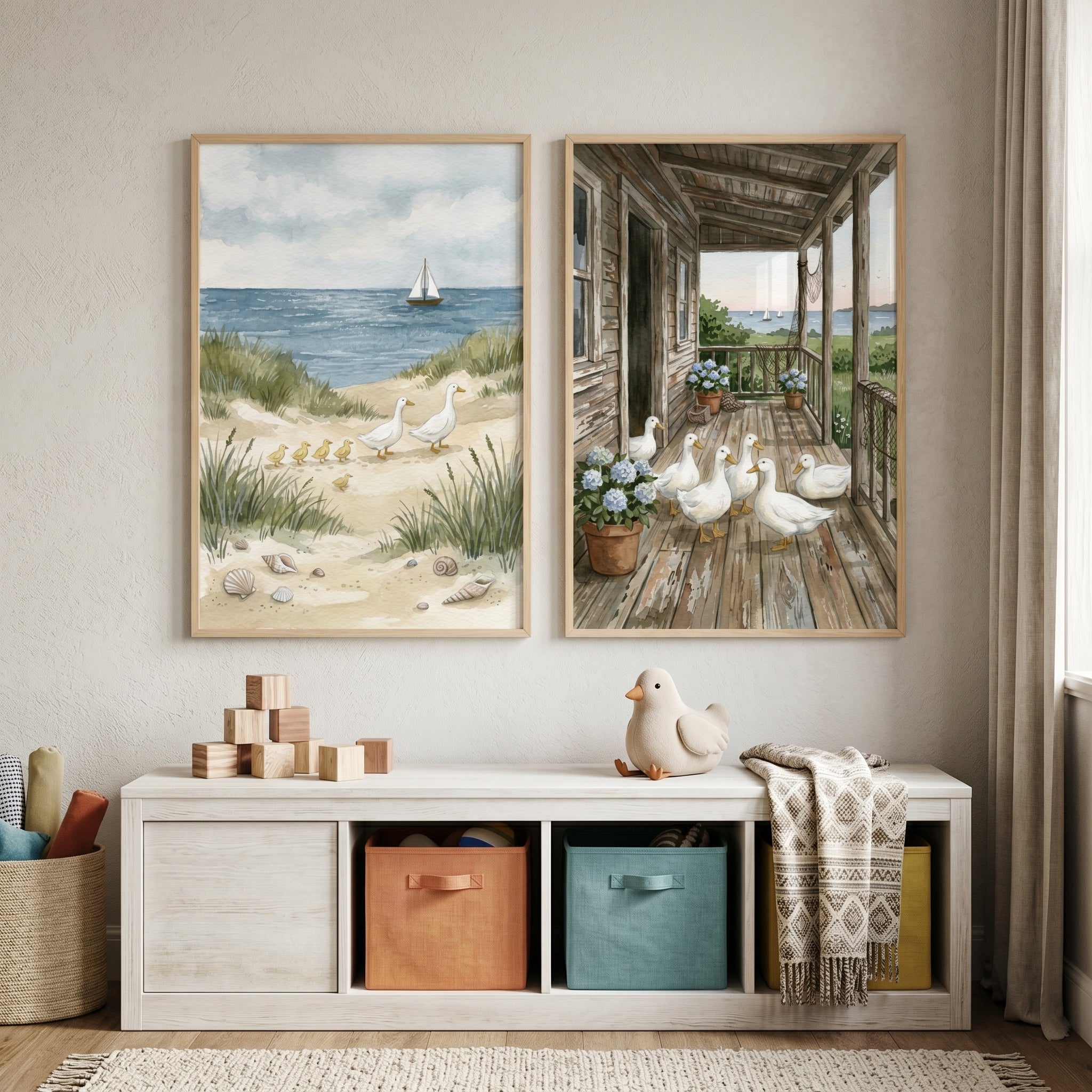 Coastal White Duck Wall Art Set of 2 - Coastal Duck Life