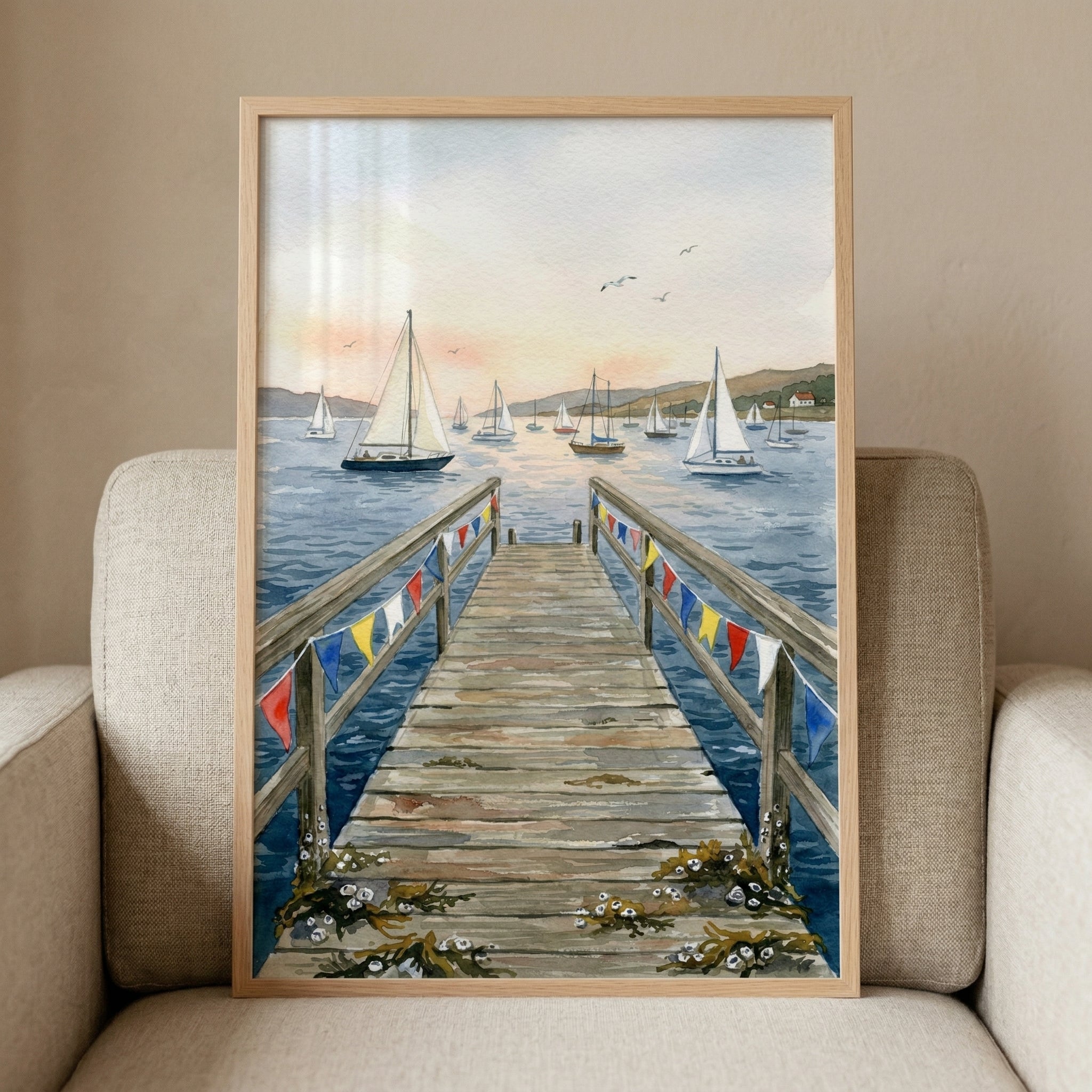 Coastal Wooden Pier Wall Art - Harbor Pier View