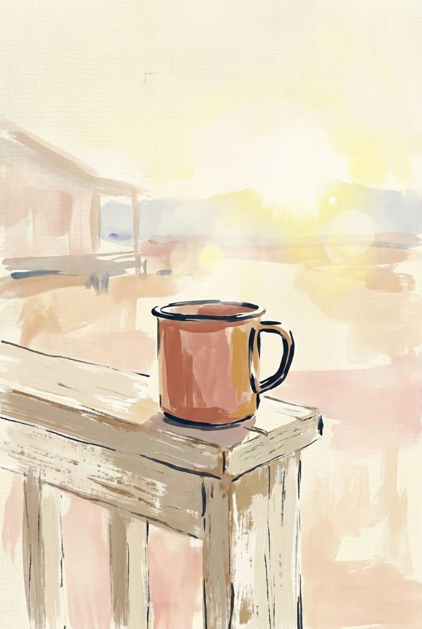 Quiet Awakening - Mug Framed Wall Art for Living Room, Bedroom or Office