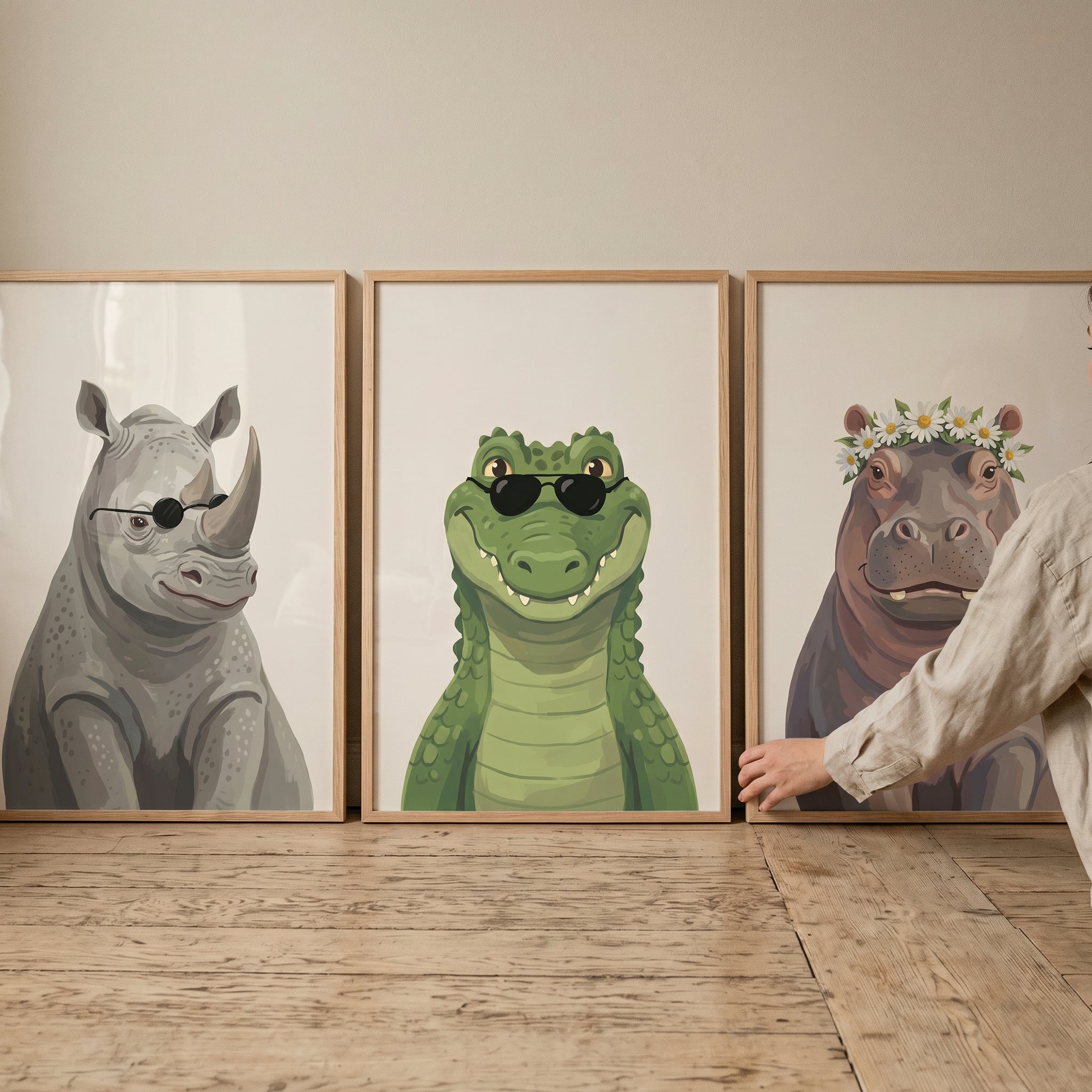 Contemporary Safari Animal Print Set of 3 - Cool Safari Friends