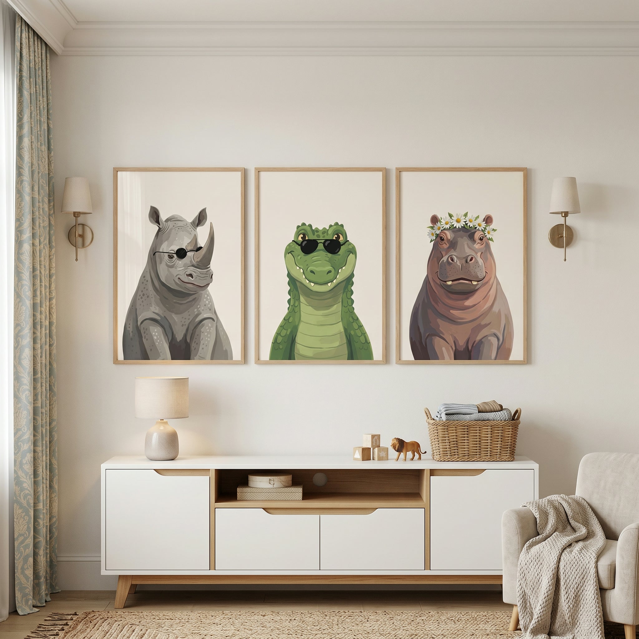 Contemporary Safari Animal Print Set of 3 - Cool Safari Friends