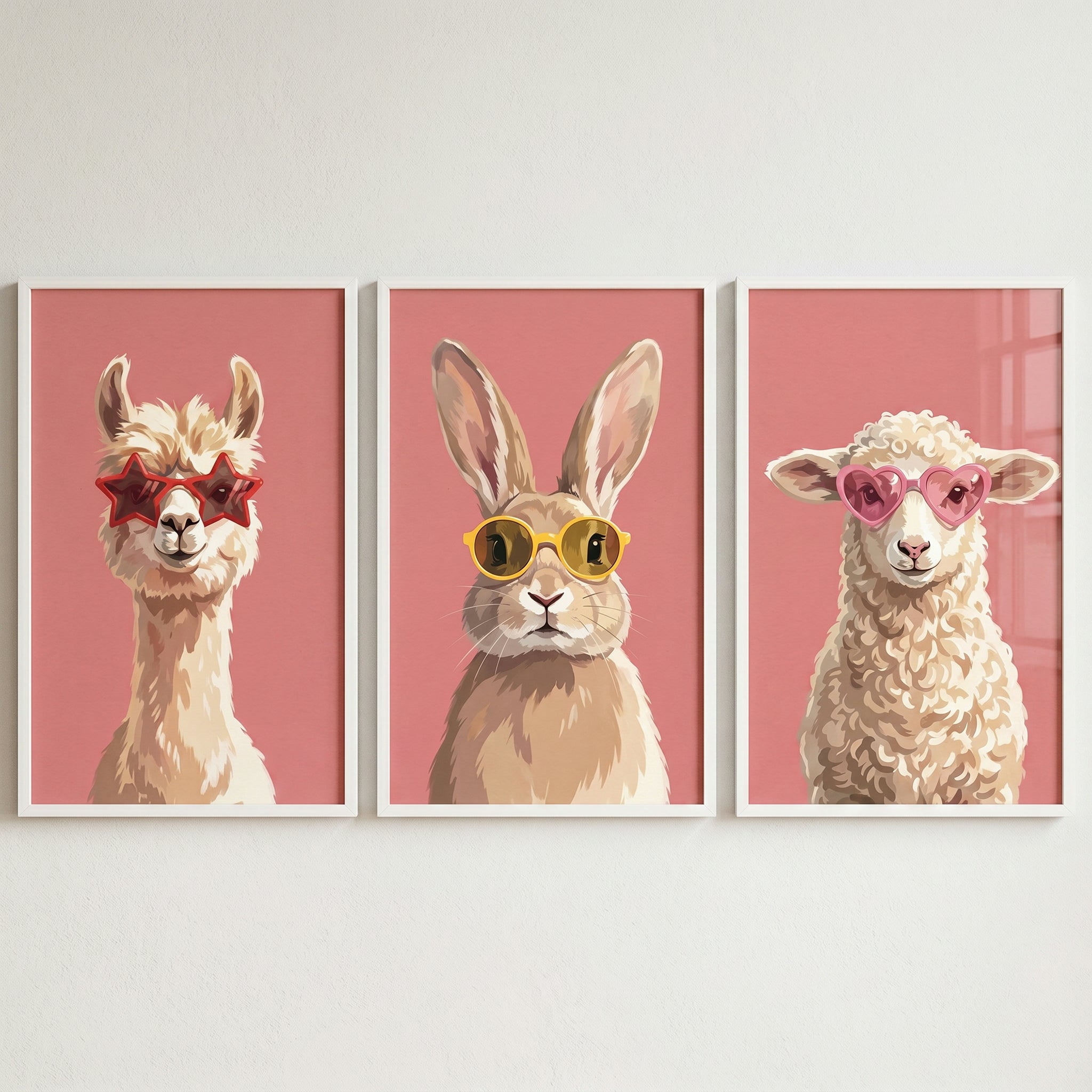 Contemporary Shades Farm Animal Wall Art Set of 3 - Stylish Animal Trio