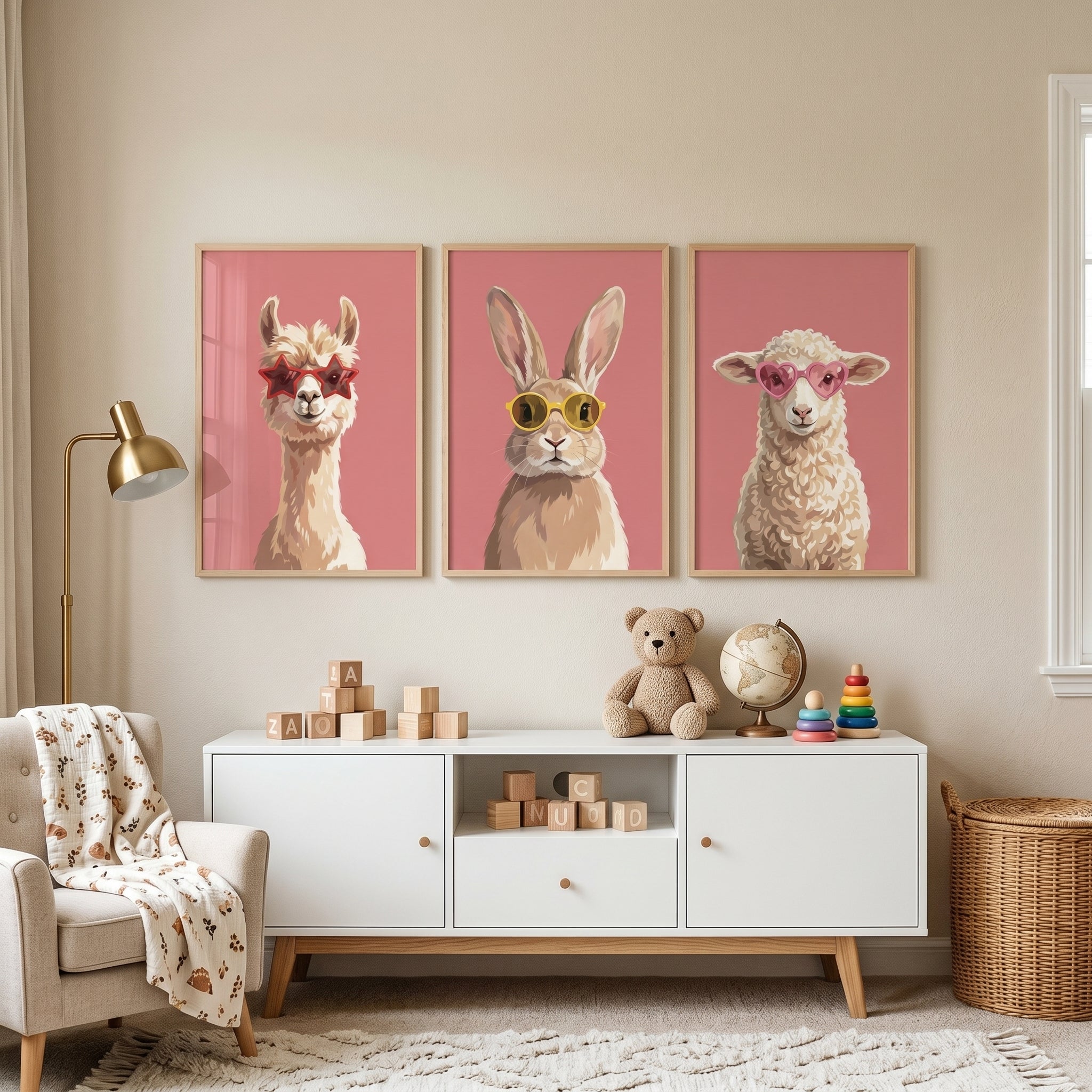 Contemporary Shades Farm Animal Wall Art Set of 3 - Stylish Animal Trio