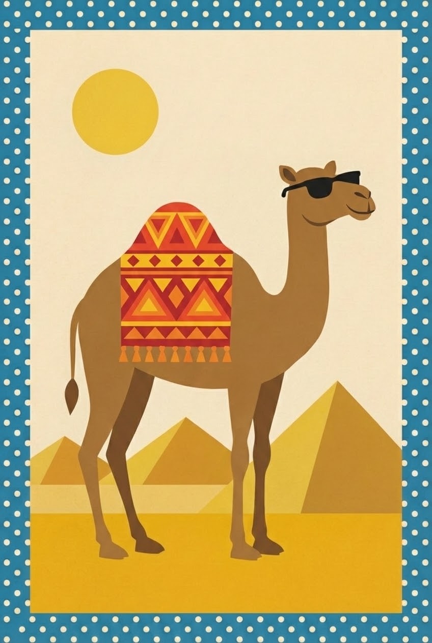 Cool Camel Retro Desert Wall Art - Cool Desert Wanderer