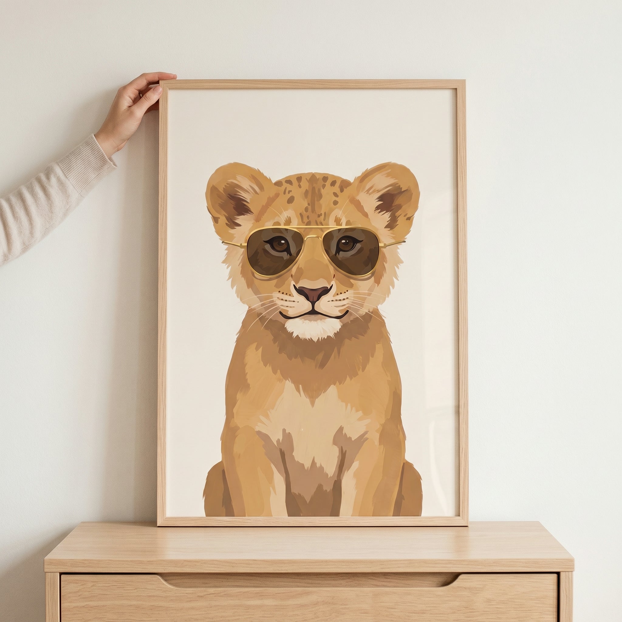 Cool Gold Sunglasses Lion Wall Art - Cool Safari Cub