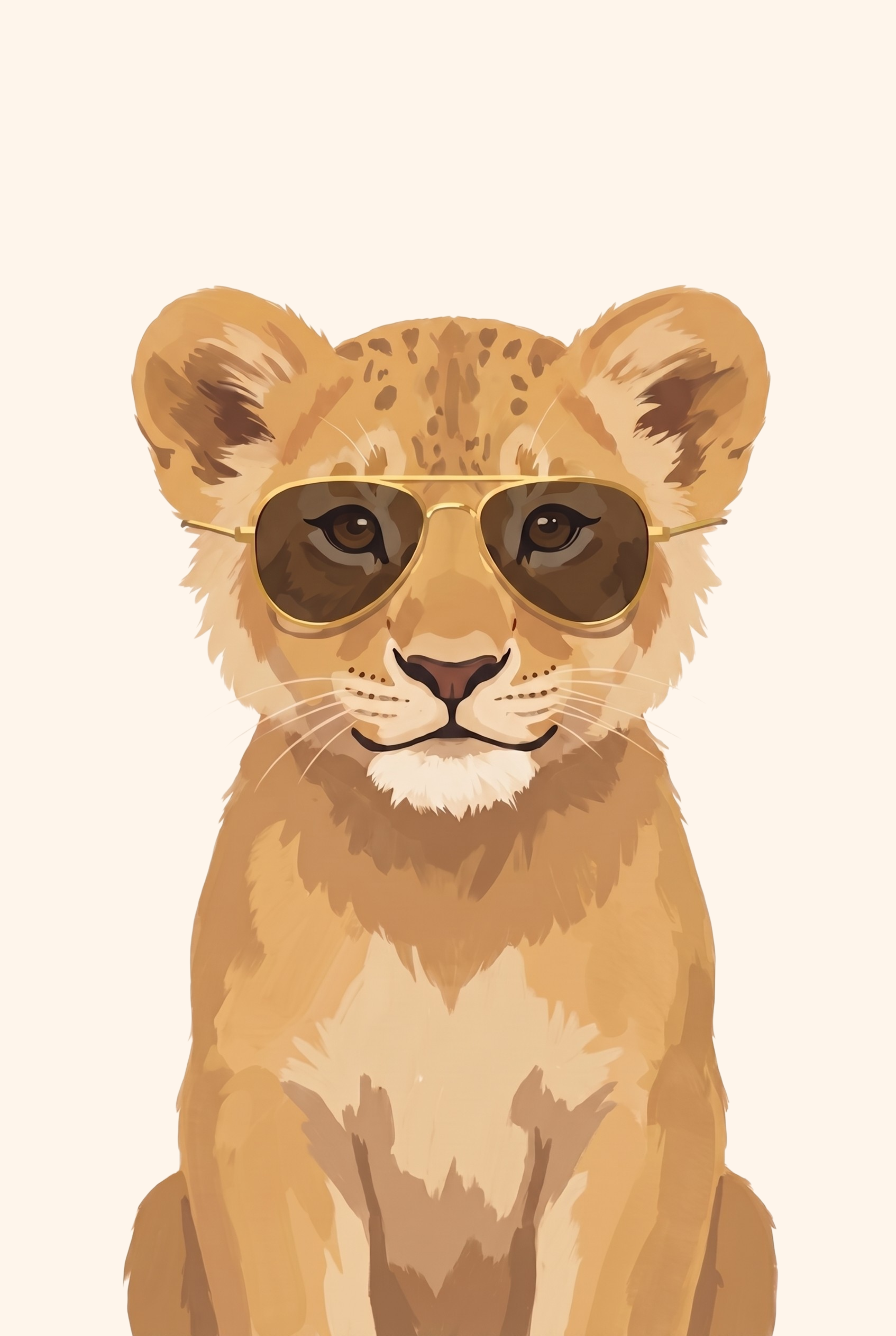Cool Gold Sunglasses Lion Wall Art - Cool Safari Cub