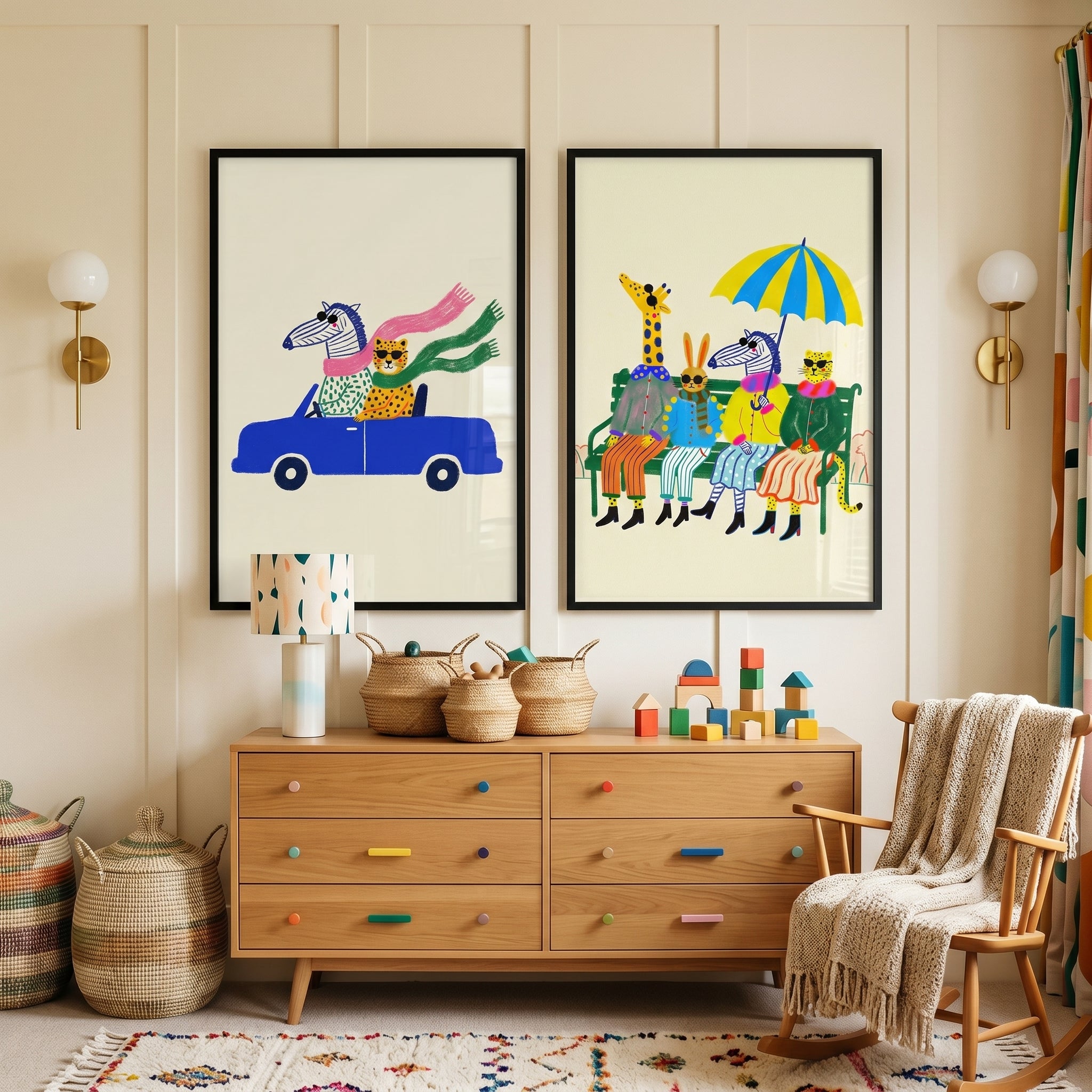 Cool Shades Safari Animal Wall Art Set of 2 - Stylish Animal Travels