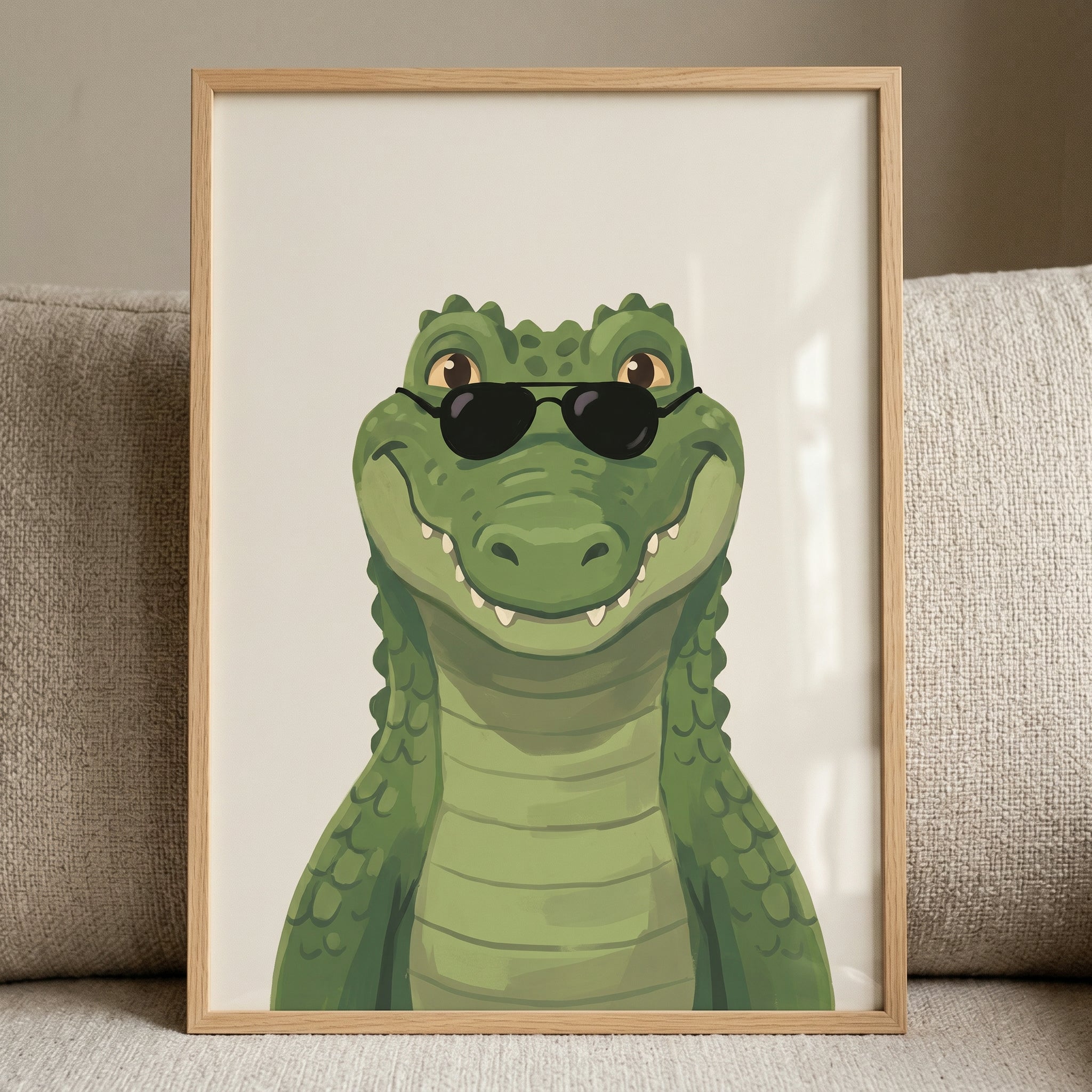 Cool Sunglasses Crocodile Wall Art - Cool Green Gator