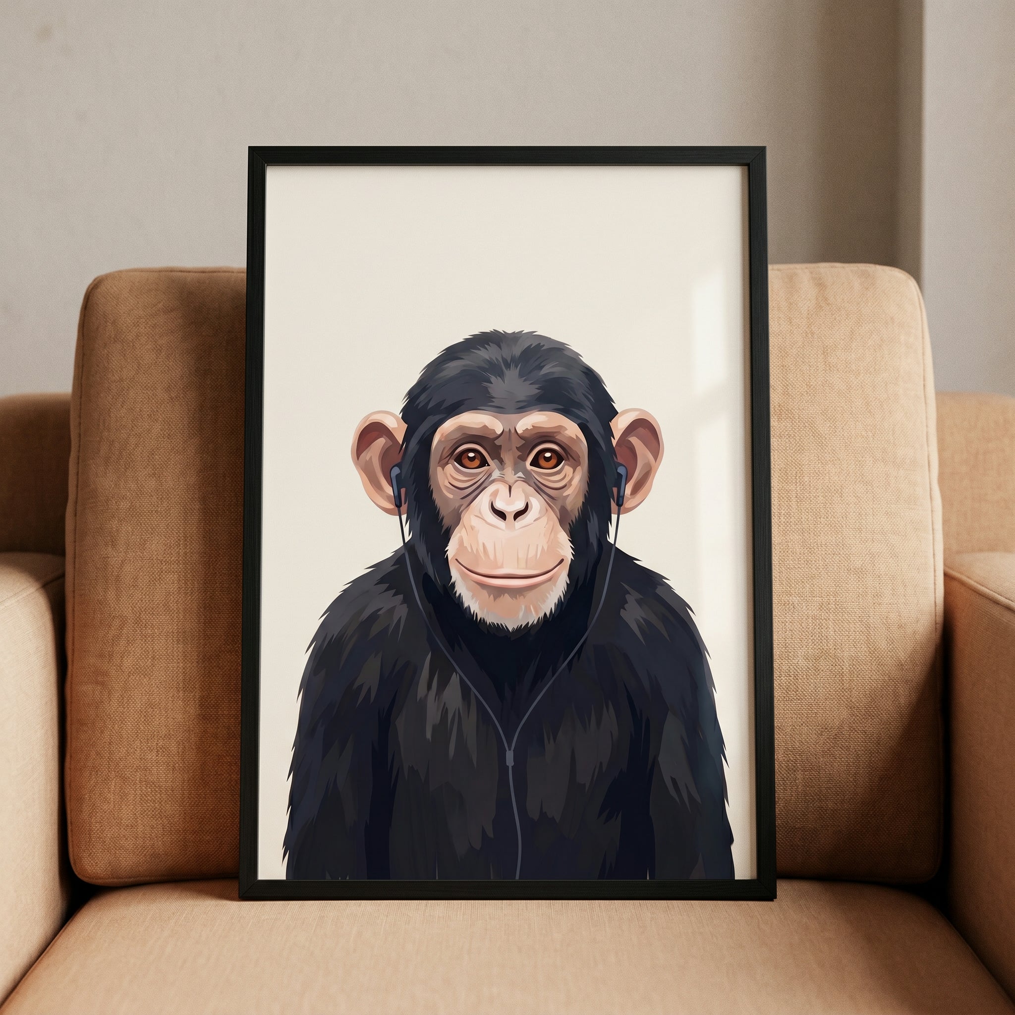 Cool Wired Earphone Chimp Print - Musical Primate Beats