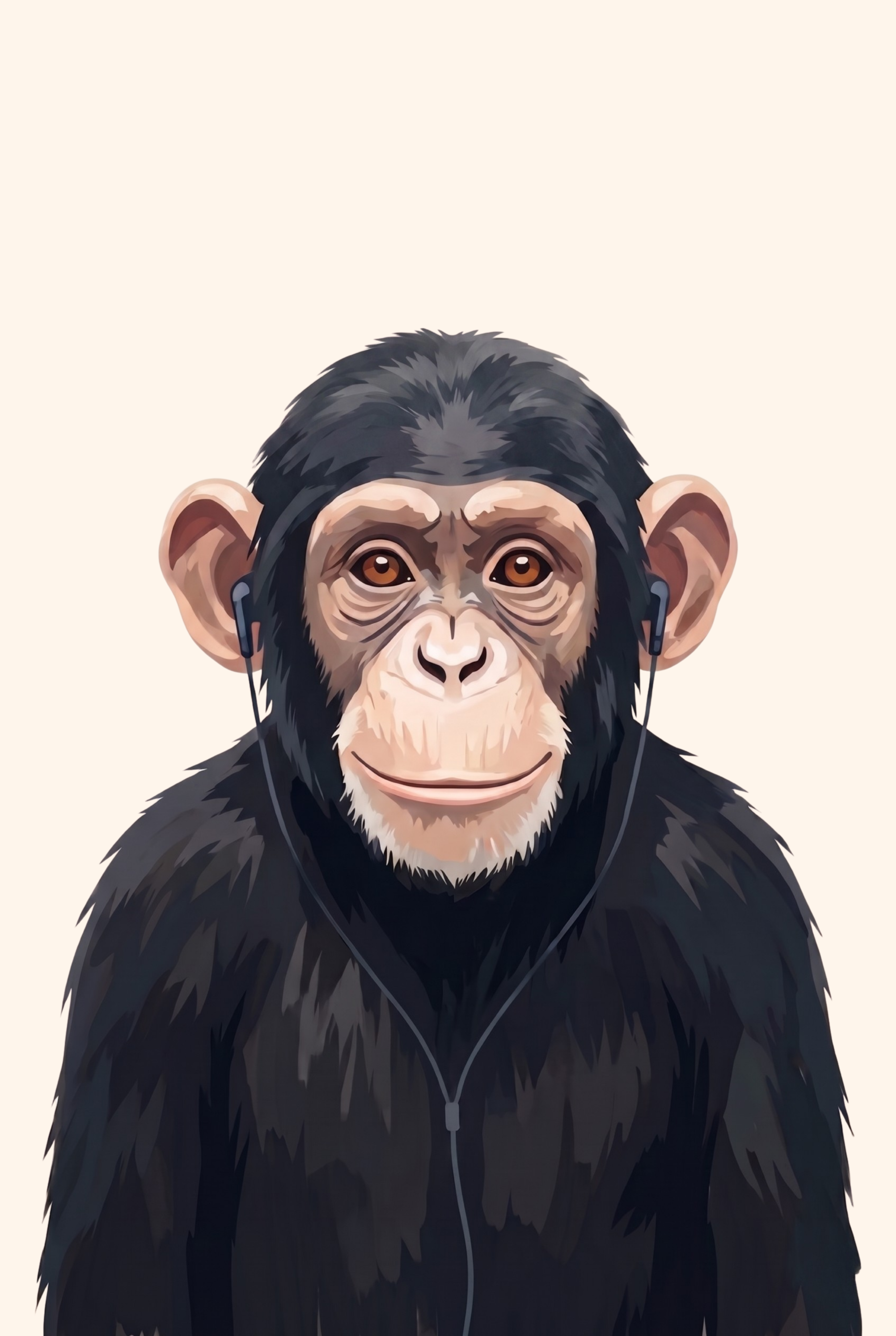 Cool Wired Earphone Chimp Print - Musical Primate Beats