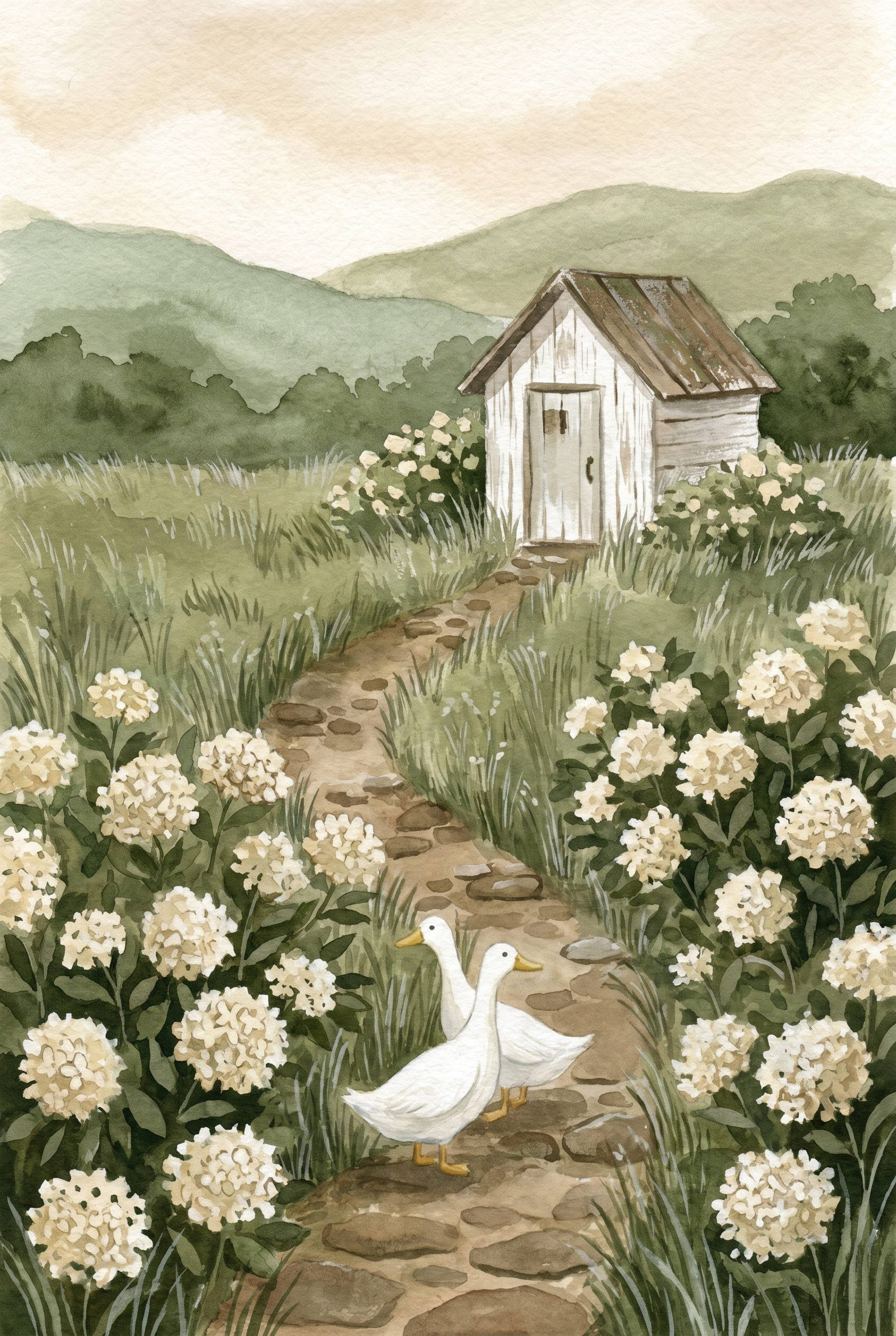 Cottage Garden White Duck Wall Art - White Duck Lane