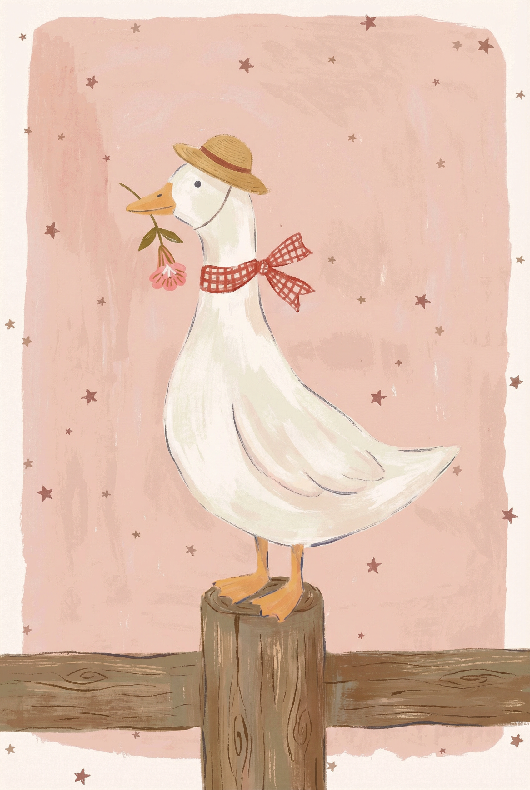 Cottagecore Farm Goose Wall Art - Whimsical Starry Duck