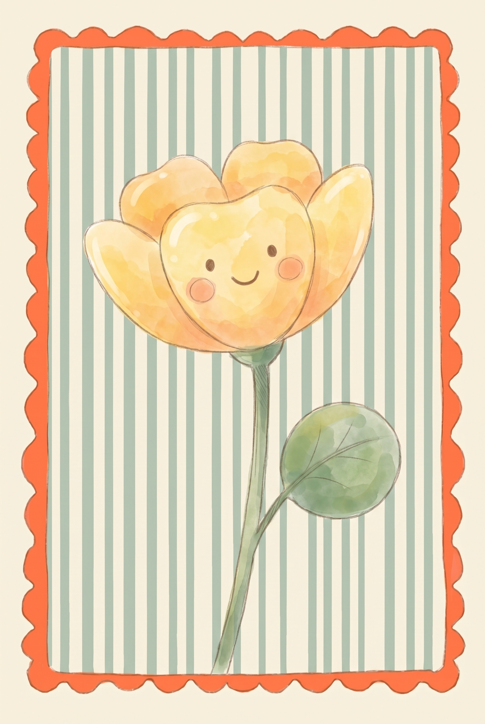Cottagecore Watercolor Yellow Flower Wall Art - Happy Little Bloom