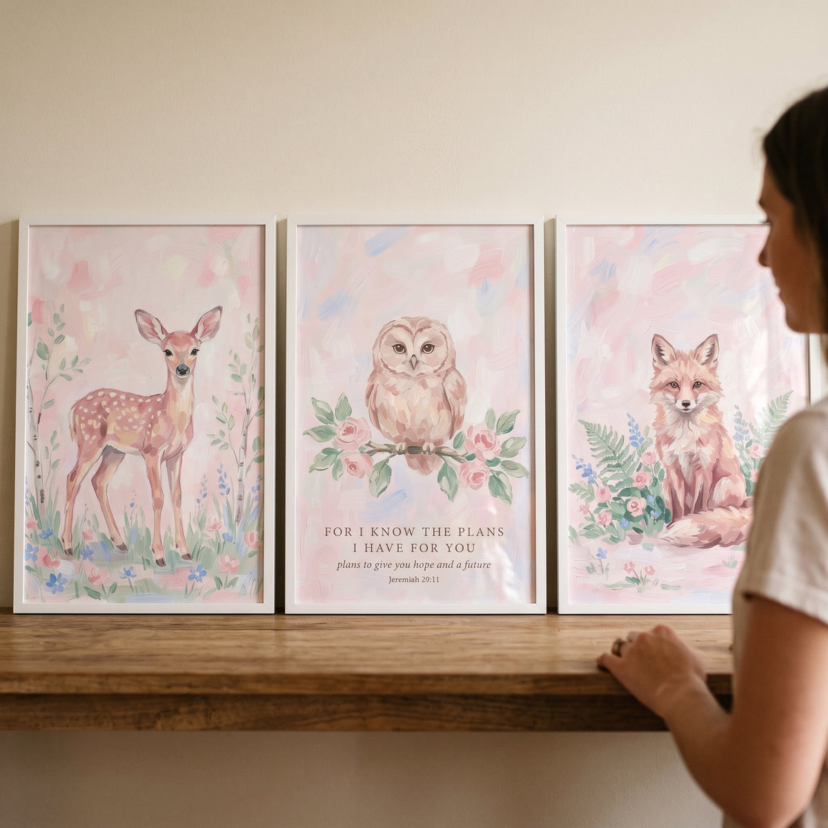 Country Chic Forest Animals Wall Art Set of 3 - Gentle Forest Verse