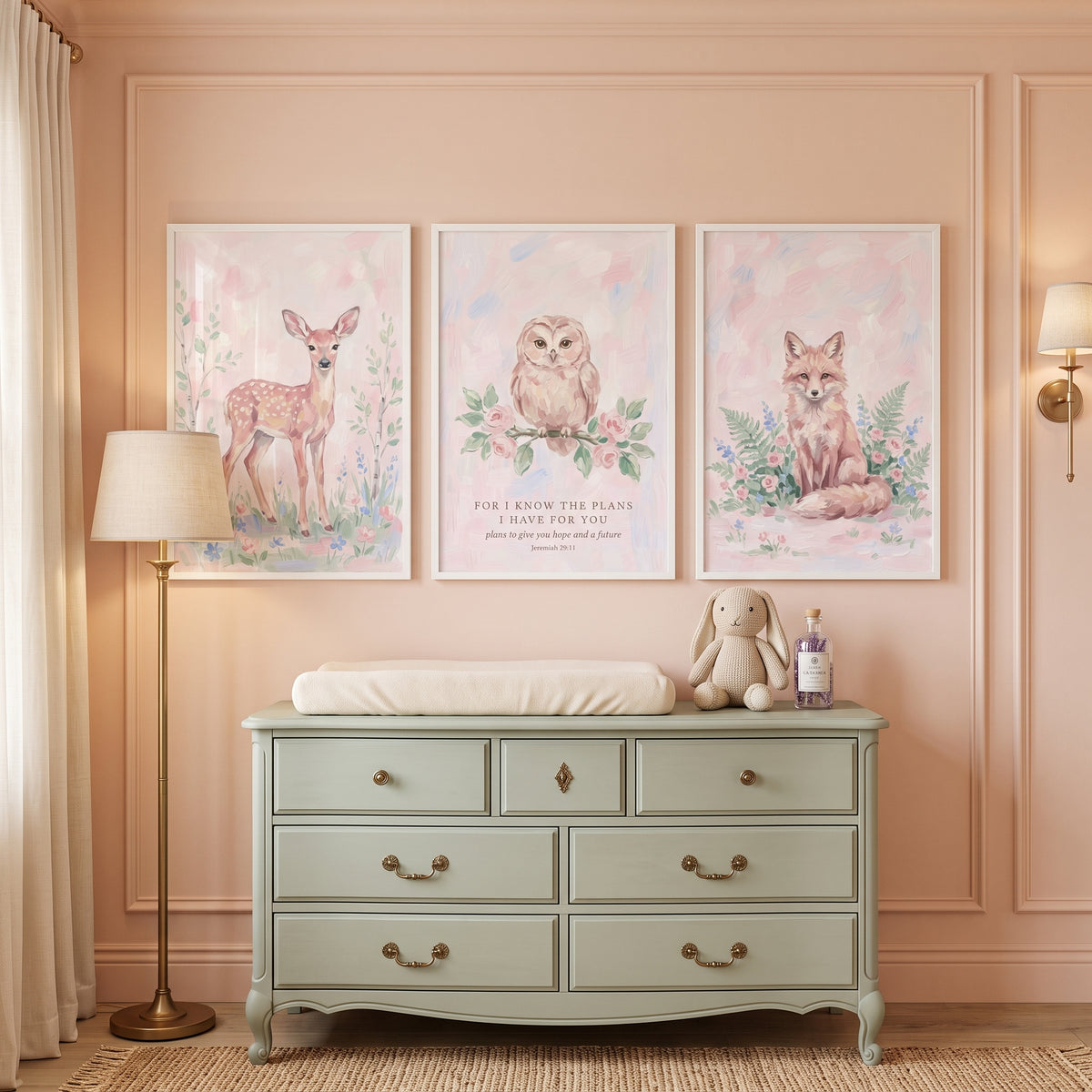Country Chic Forest Animals Wall Art Set of 3 - Gentle Forest Verse